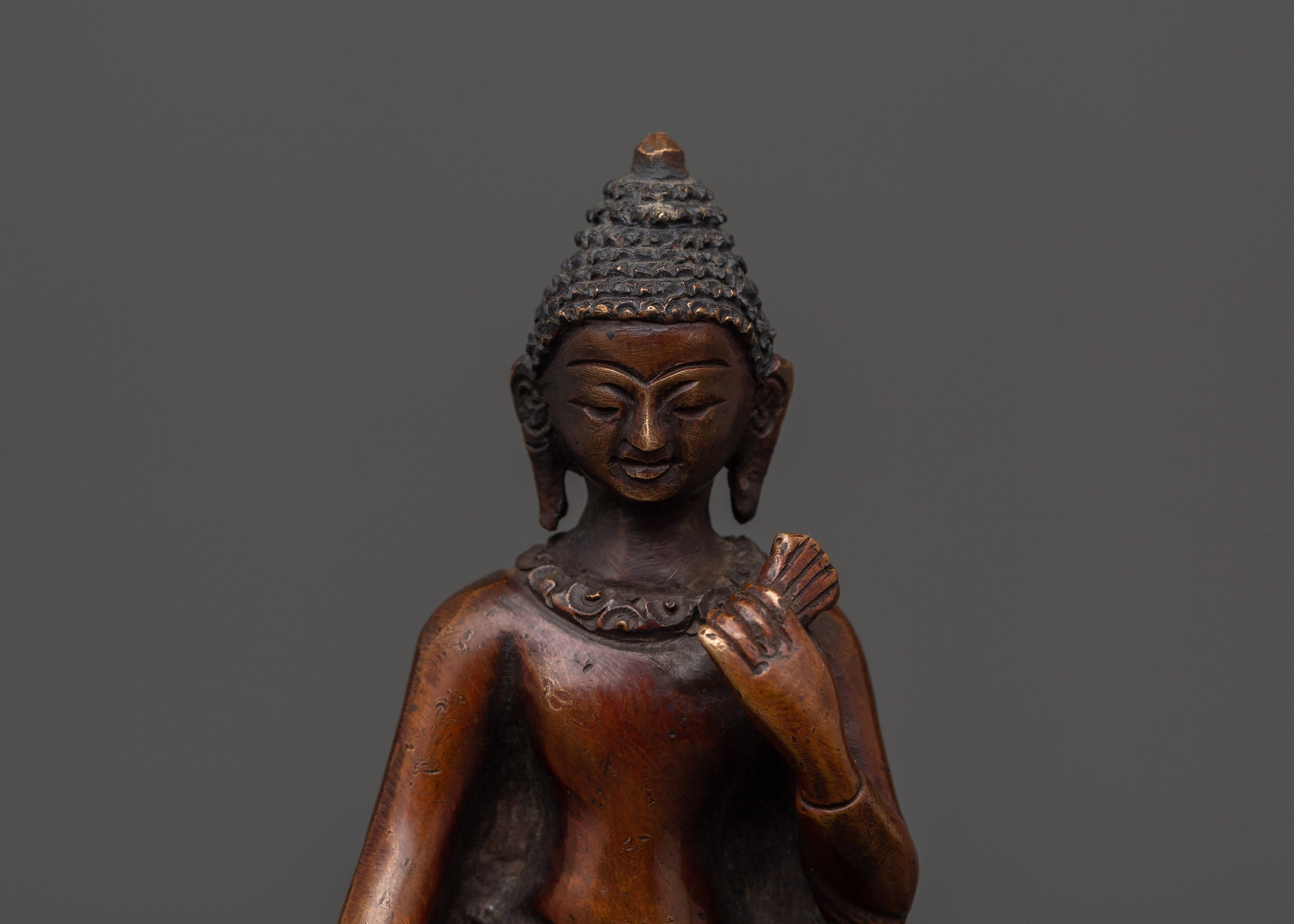 Oxidized Copper Dipankara Buddha statue |  Buddhist Enlightenment Deity