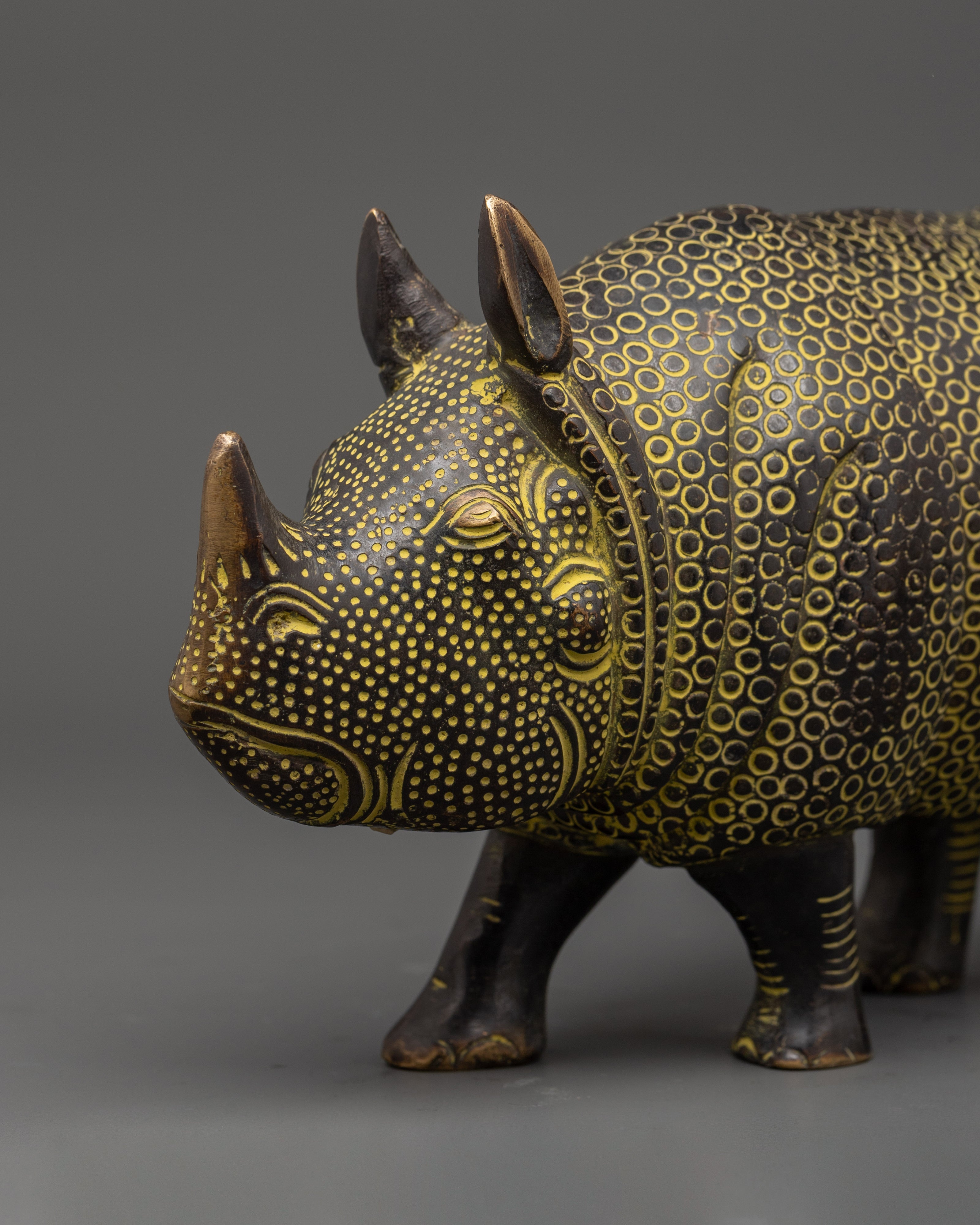 Handcrafted Brass Rhino Statue | Ideal for Wildlife Lovers