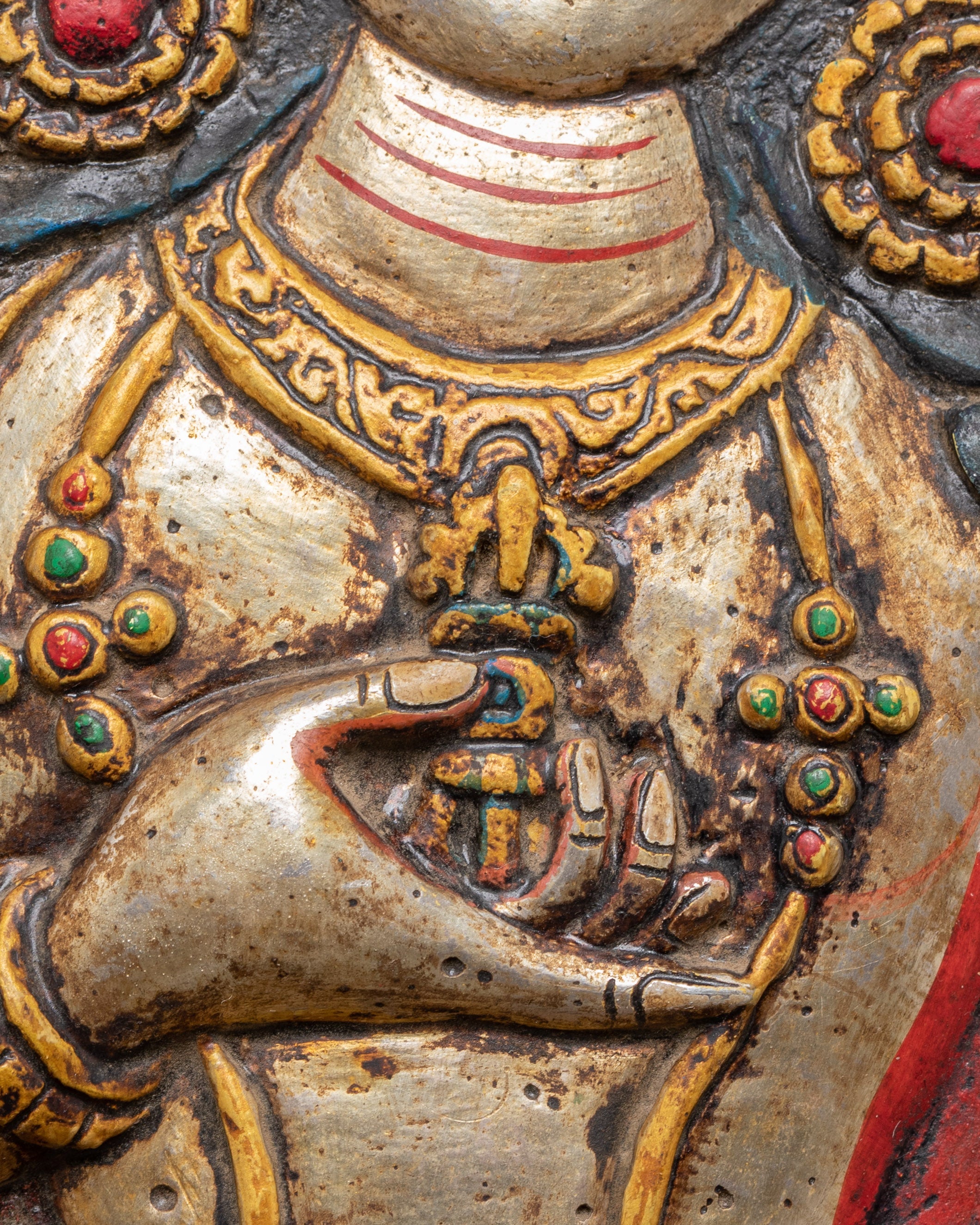 Vajrasattva Wall Hanging in Wooden Frame with Acrylic Colors