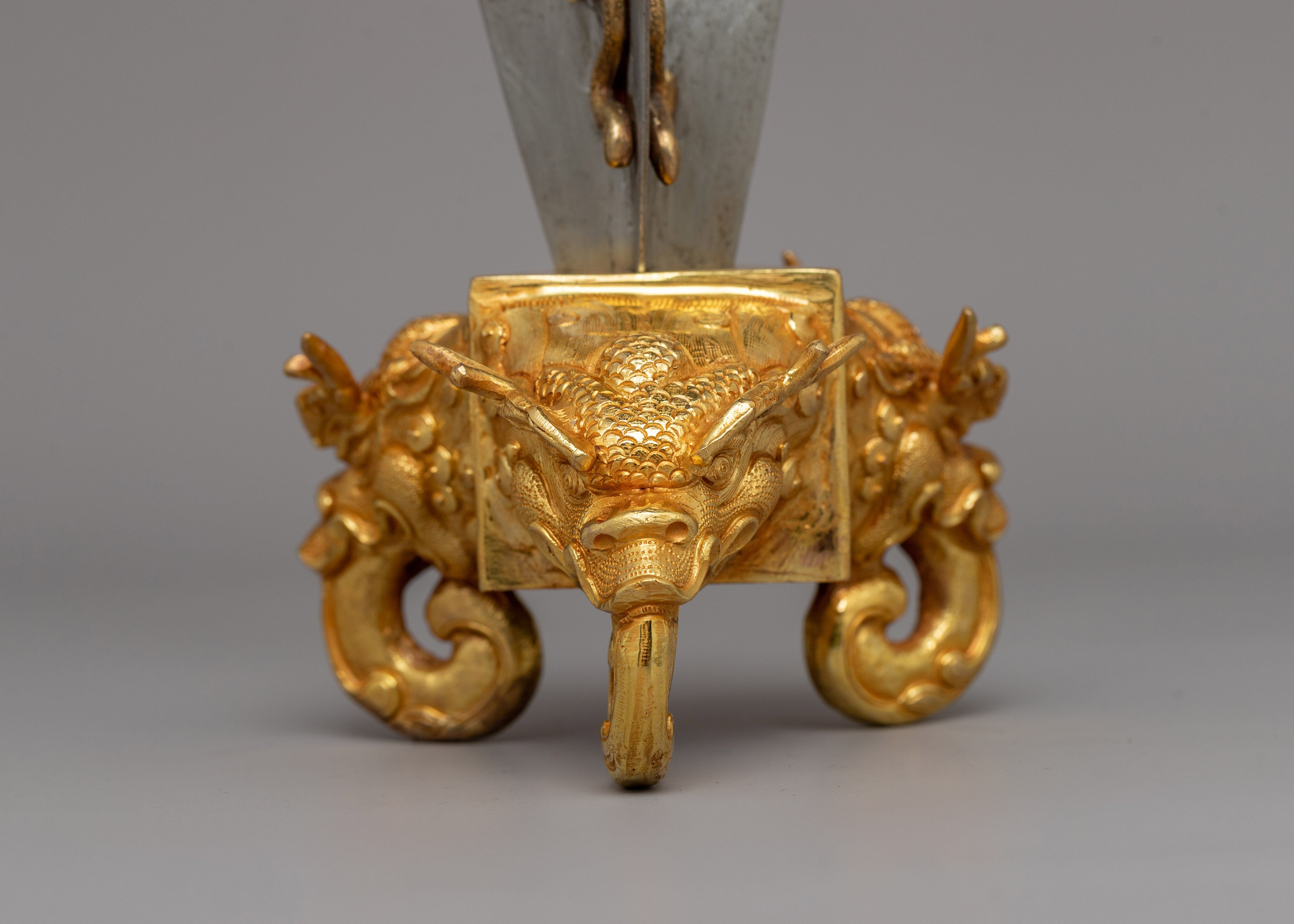 Buddhist Phurba with Iron Blade | Gold-Plated Copper Ritual Dagger