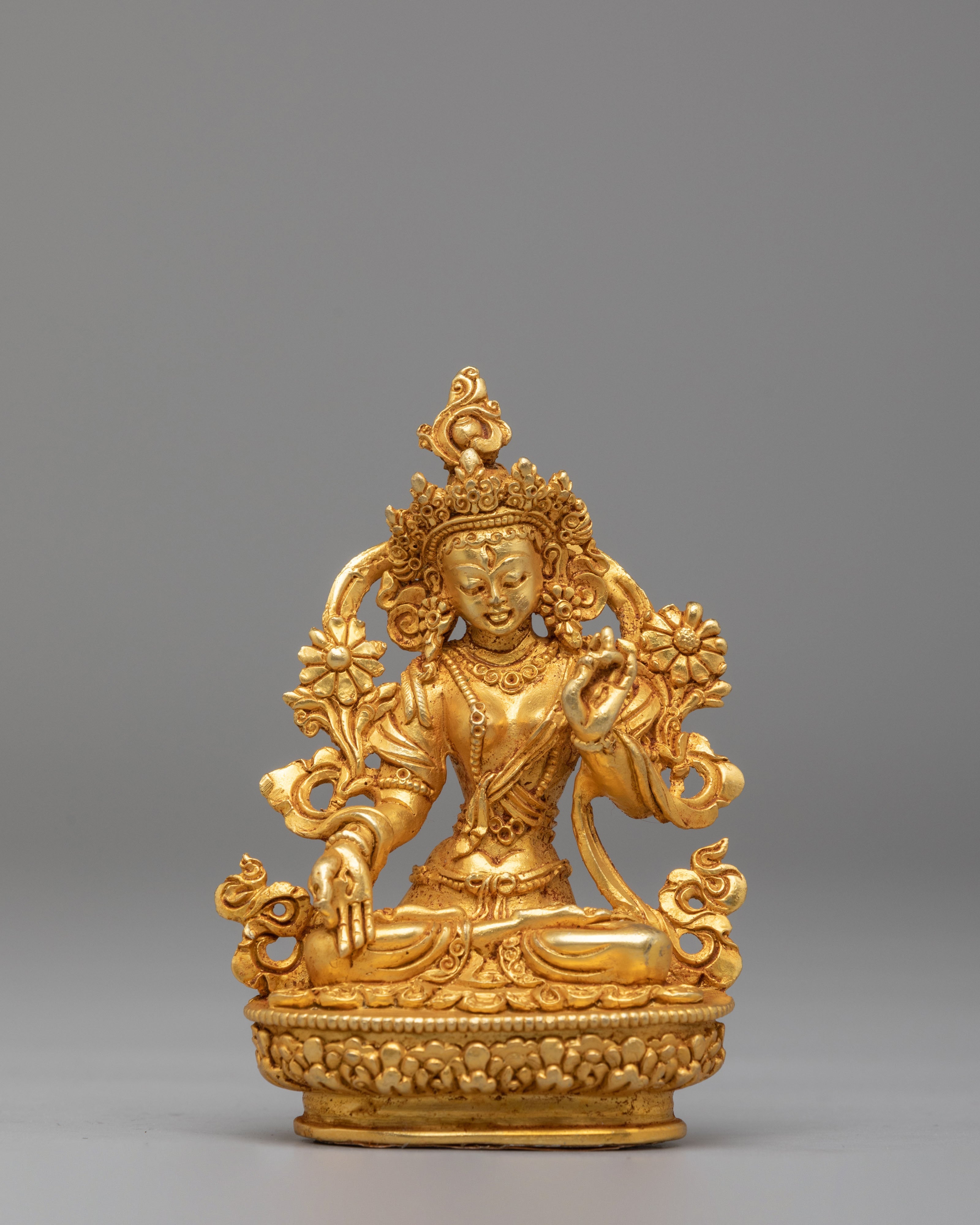 Himalayan Six Deities Statue Set | Gold Plated Buddhist Altar Decor
