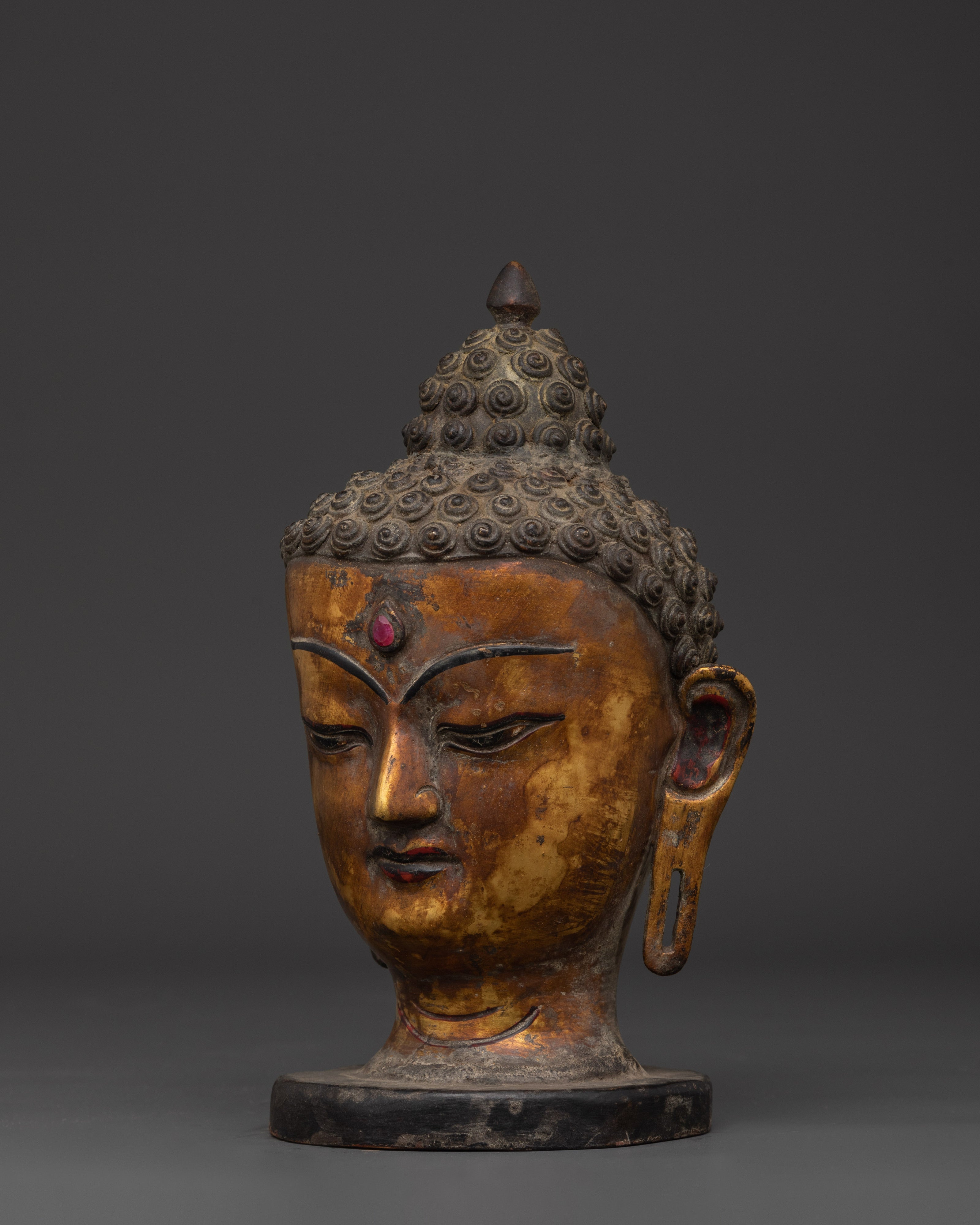 Serene Buddha Head Figurine | Brass Buddha Sculpture for Home and Meditation