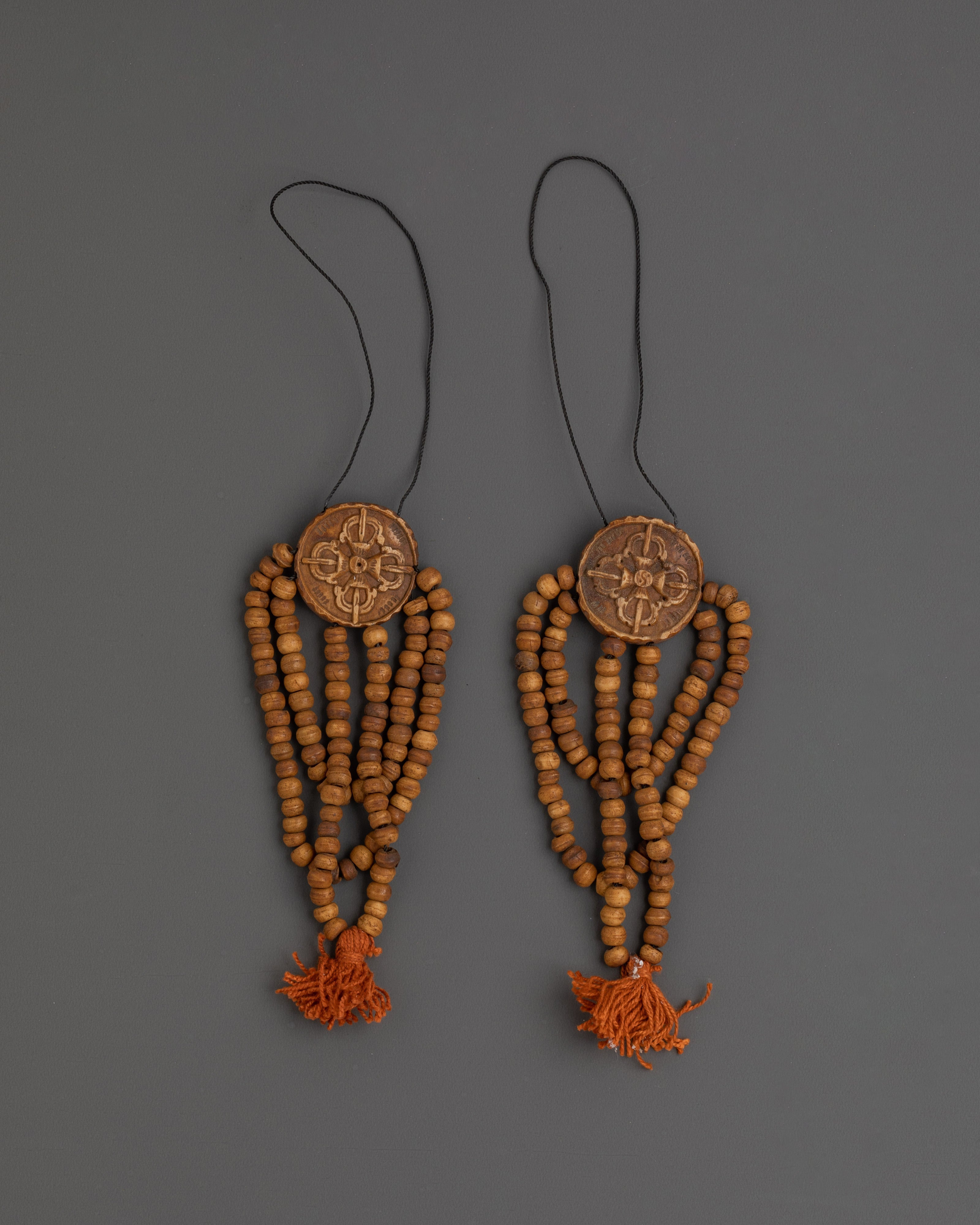 Tibetan Yak Bone Guru Fabric Crown & Sacred Ritual Jewelry Set