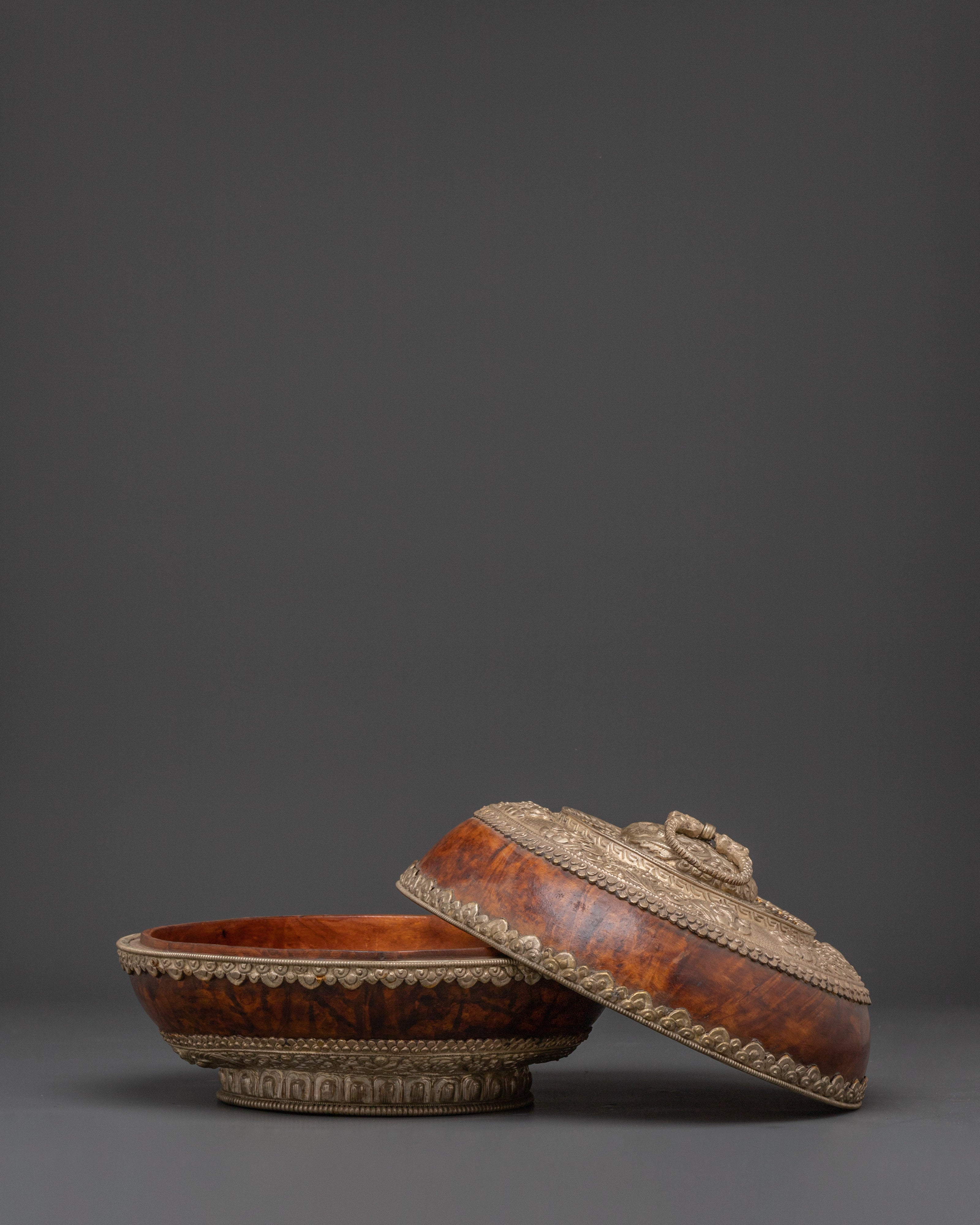 Authentic Buddhist Wood Rice Pot | Ritual Offering