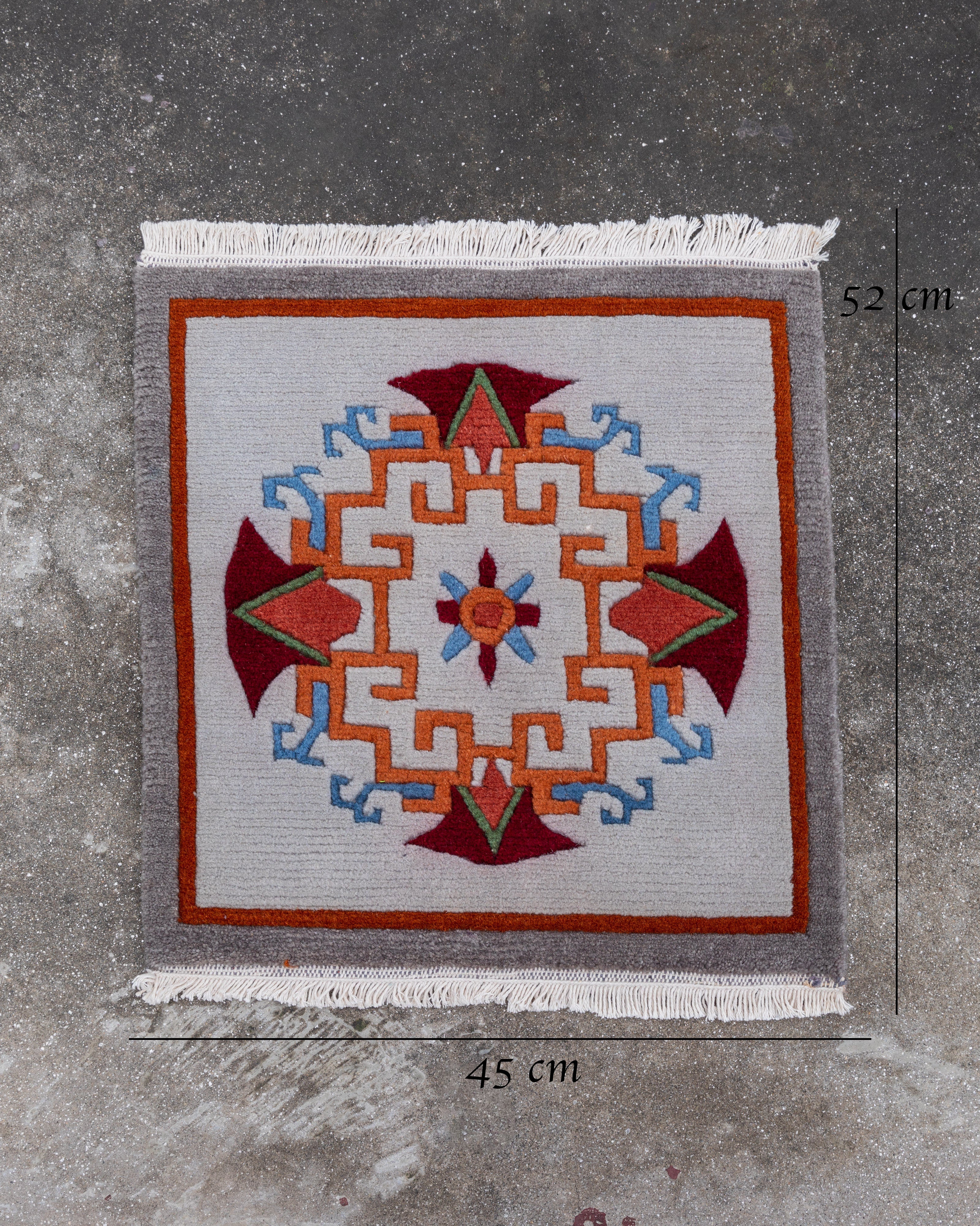 Elegant Traditional Handcrafted Seat Rug | Tibetan Wool Meditation Cushion