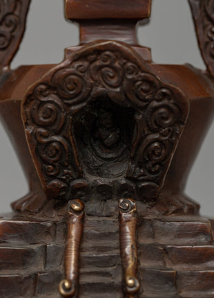 Buddhist Oxidized Copper Stupa |  Handmade Buddhist Symbol for Ritual and Decorative Use