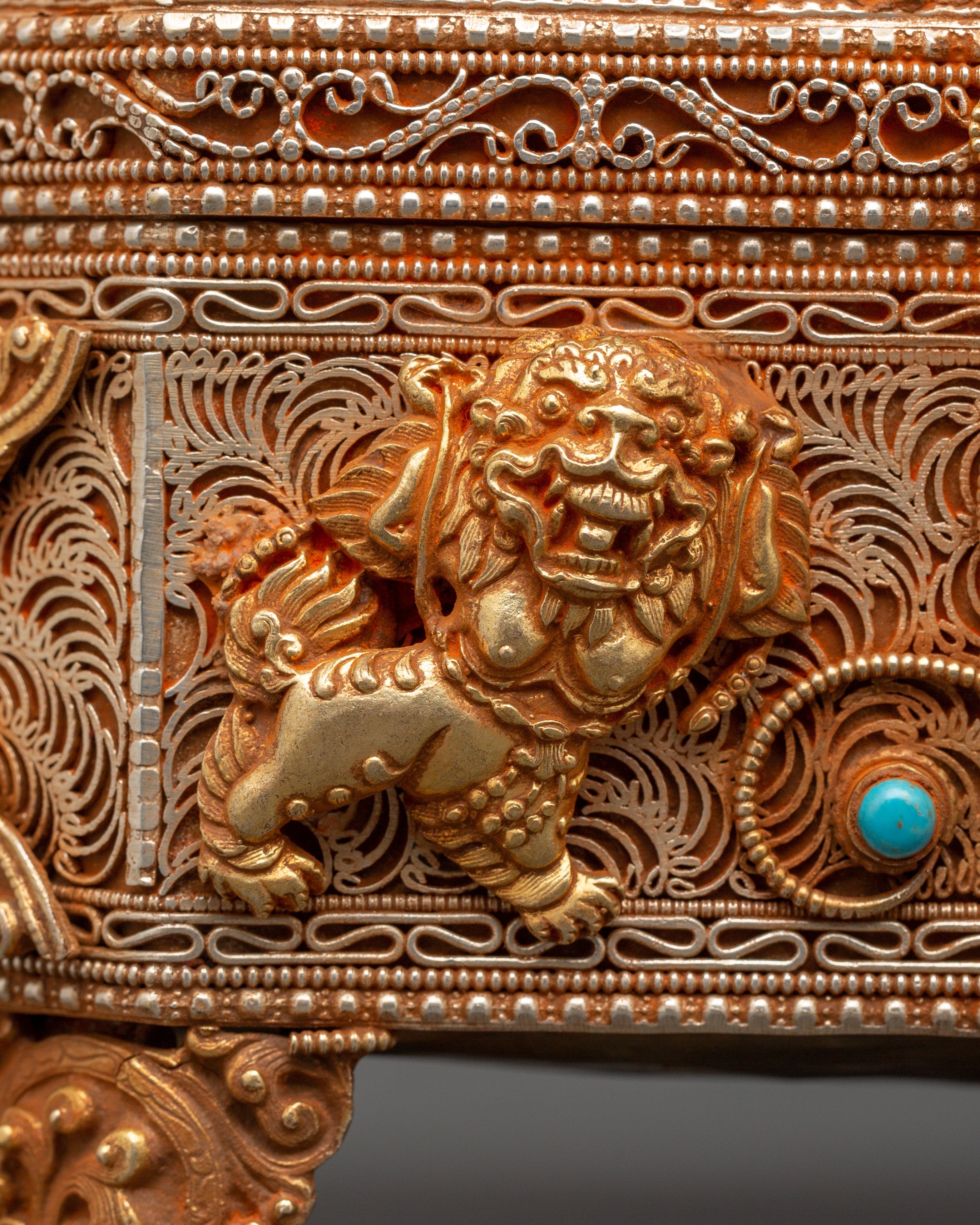 Himalayan Box with Filigree Work | Sacred Gemstone Inlay