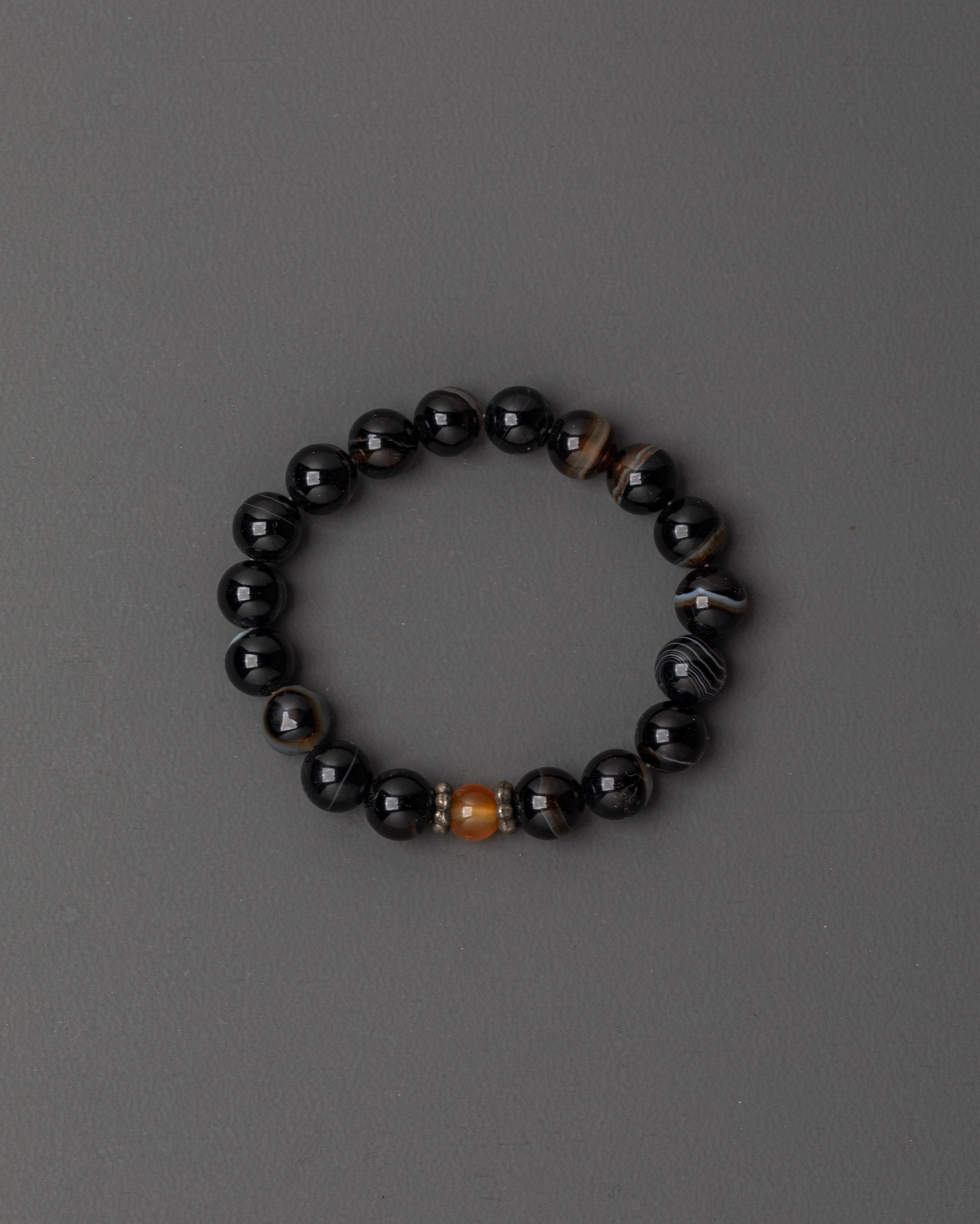 Black Beaded Bracelet with Artificial Beads