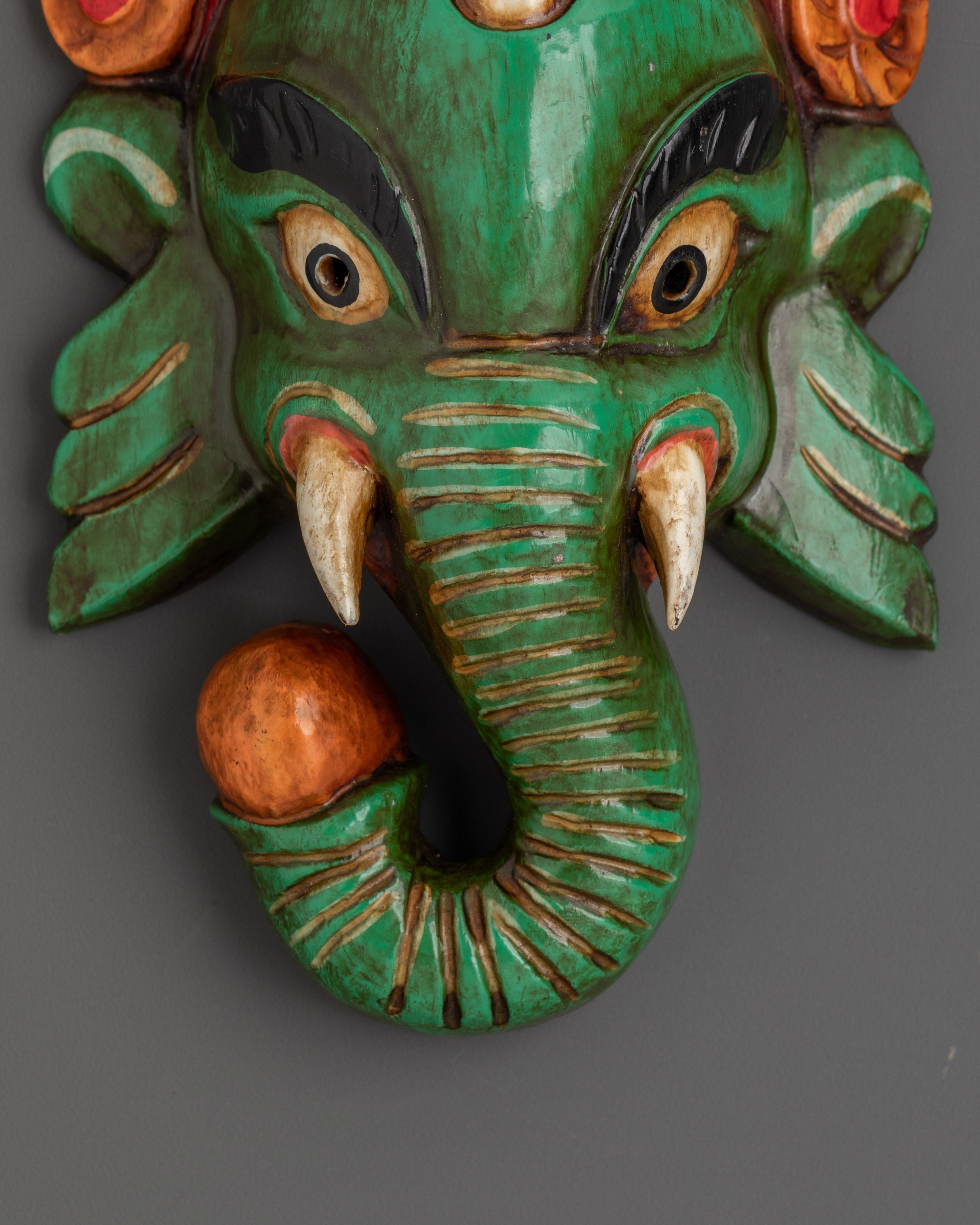 Handcrafted Wooden Ganesha Mask Wall Hanging Decor | Spiritual Gift