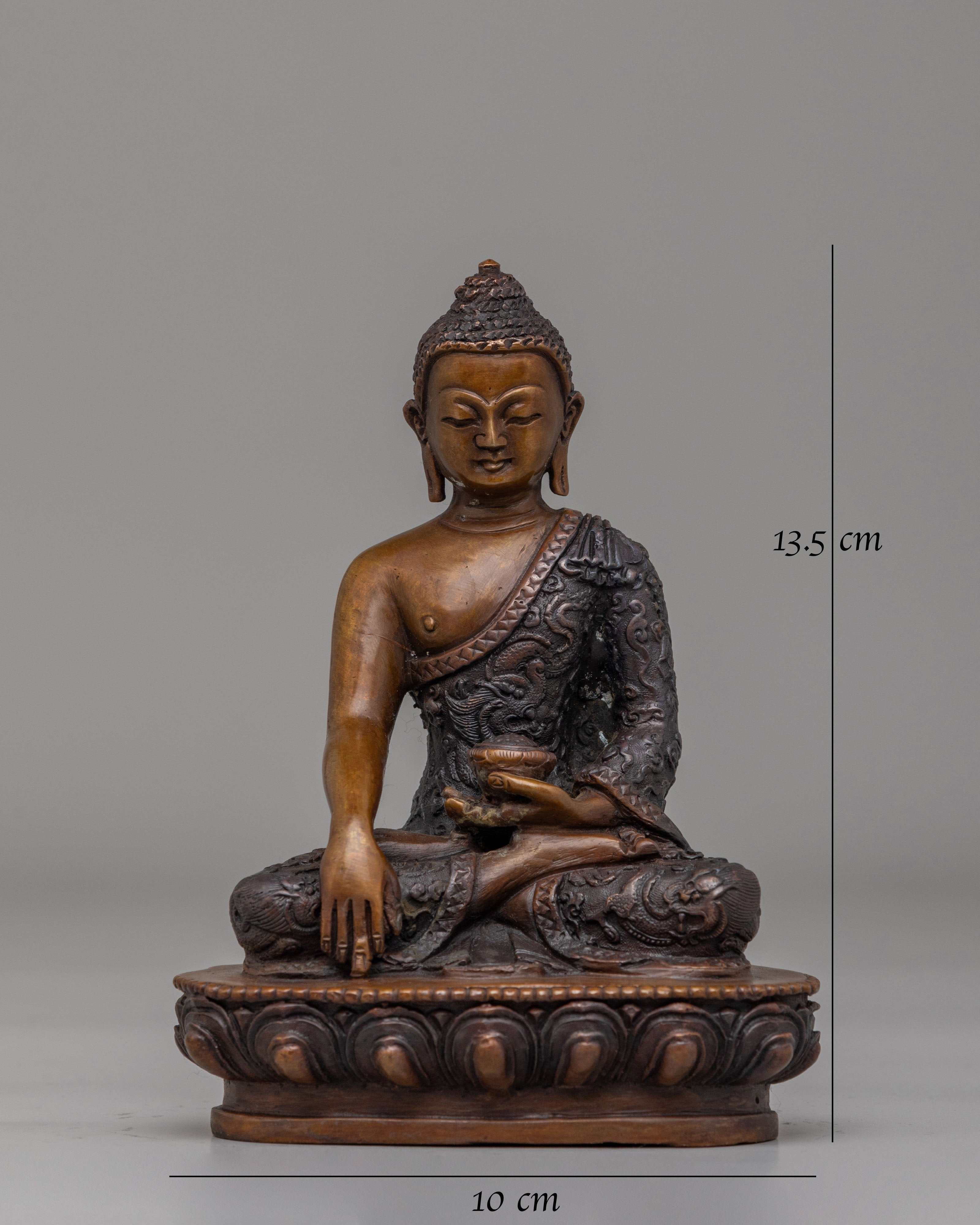 Shakyamuni Buddha Statue for Devotion | Handcrafted Oxidized Copper Art