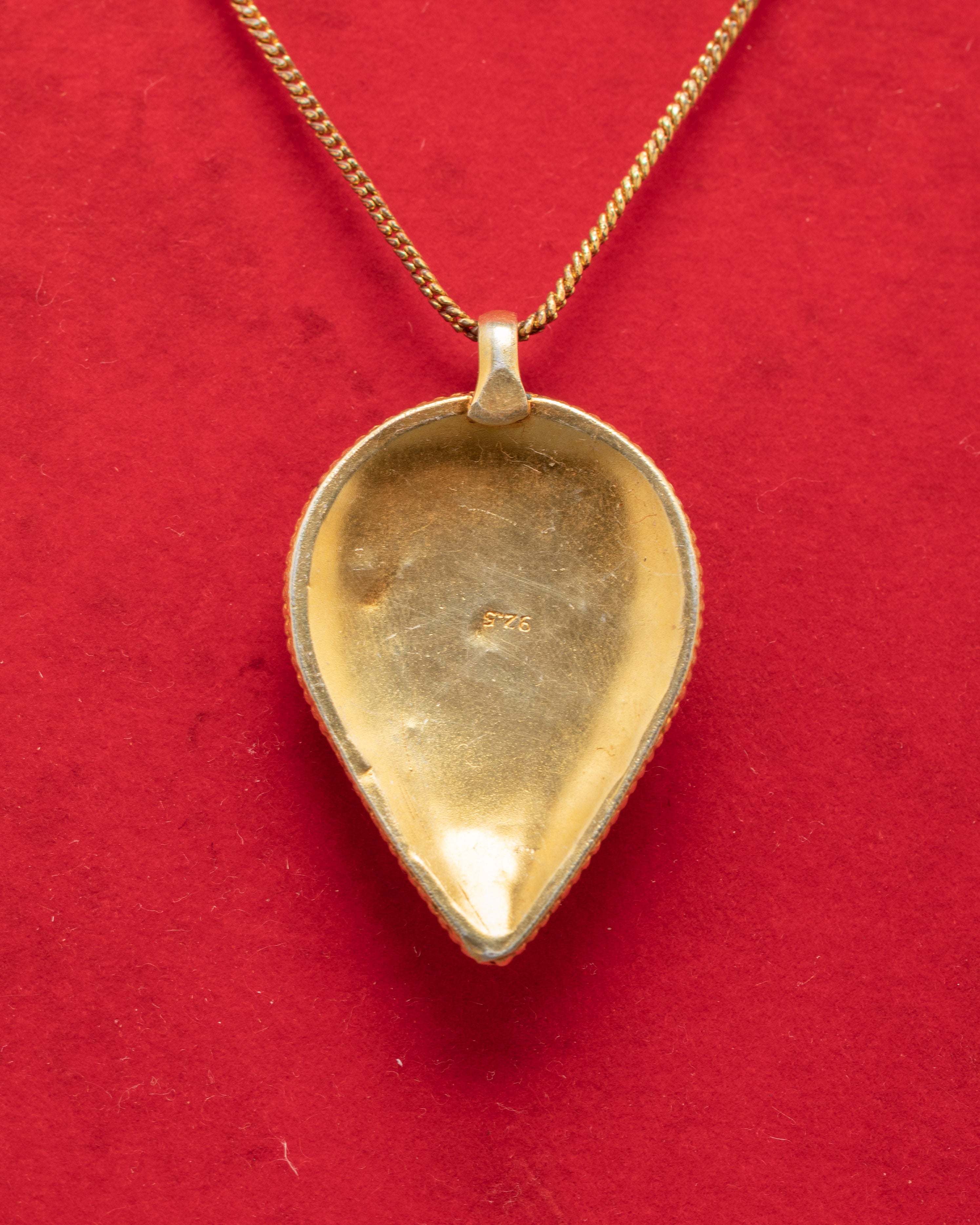 Filigree Silver Pendant with Gemstones | Handcrafted Gold Plated Jewelry