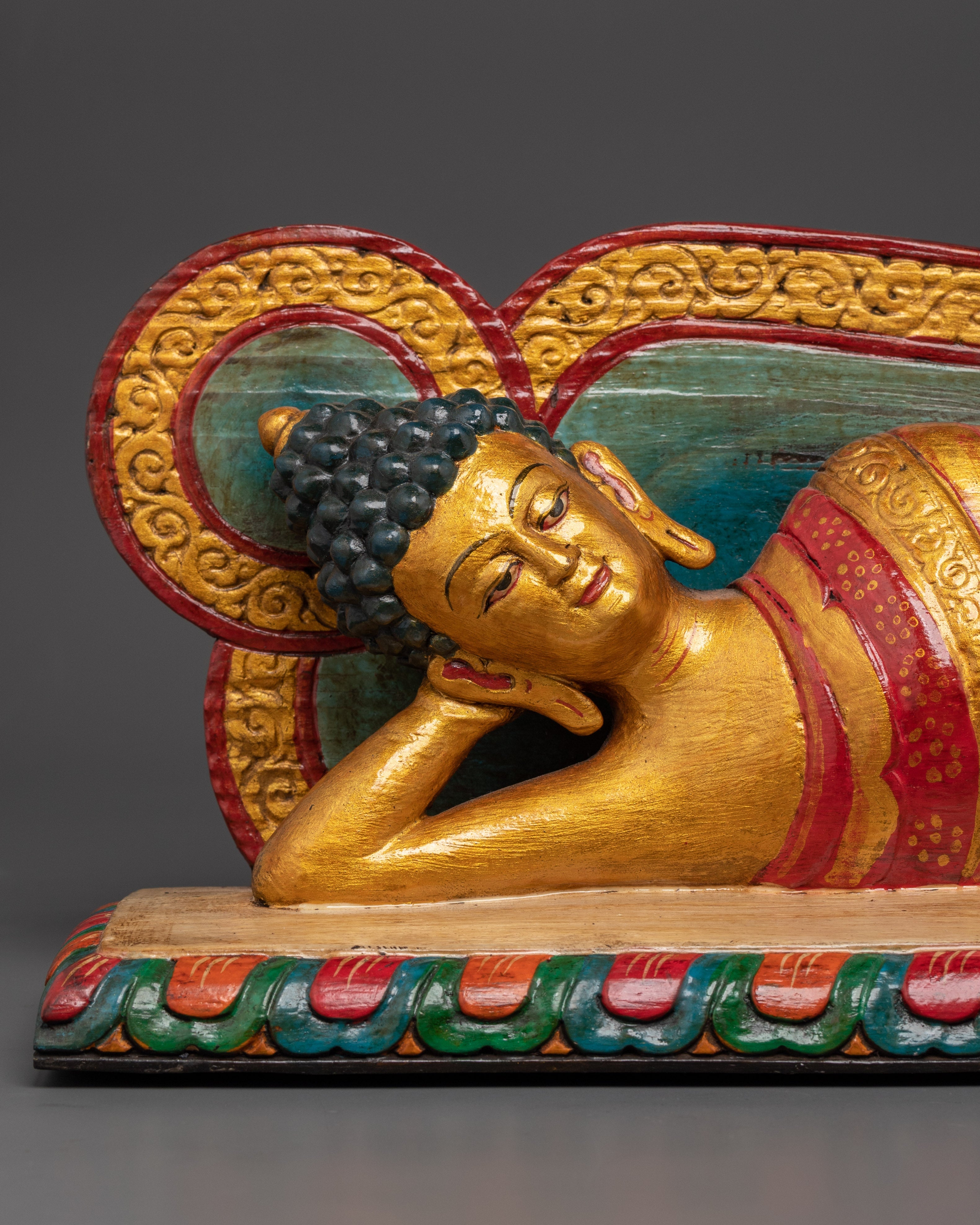 Hand-Carved Wooden Sleeping Buddha Statue | Symbolizing Peace and Enlightenment