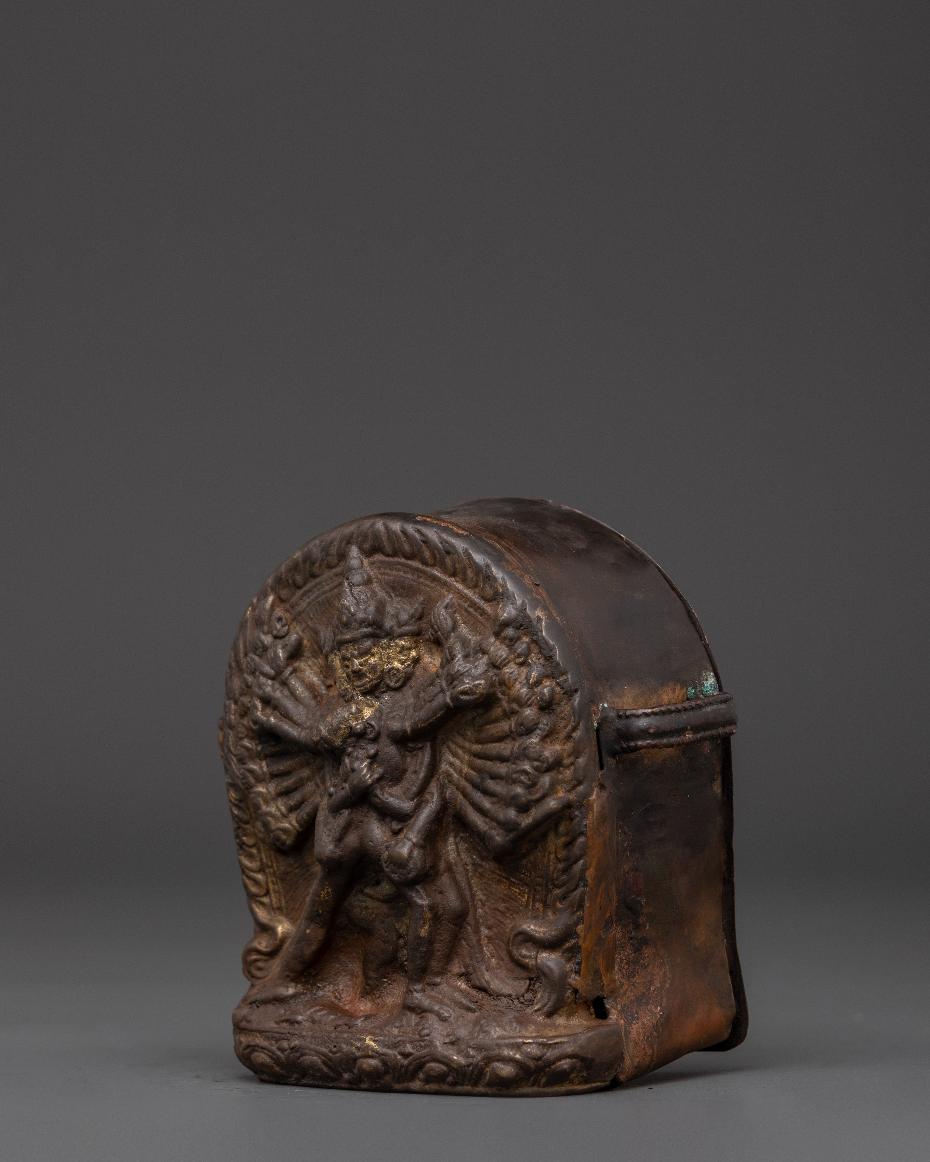 Handmade Tibetan Ghau Box with Chakrasamvara Yab-Yum Deity