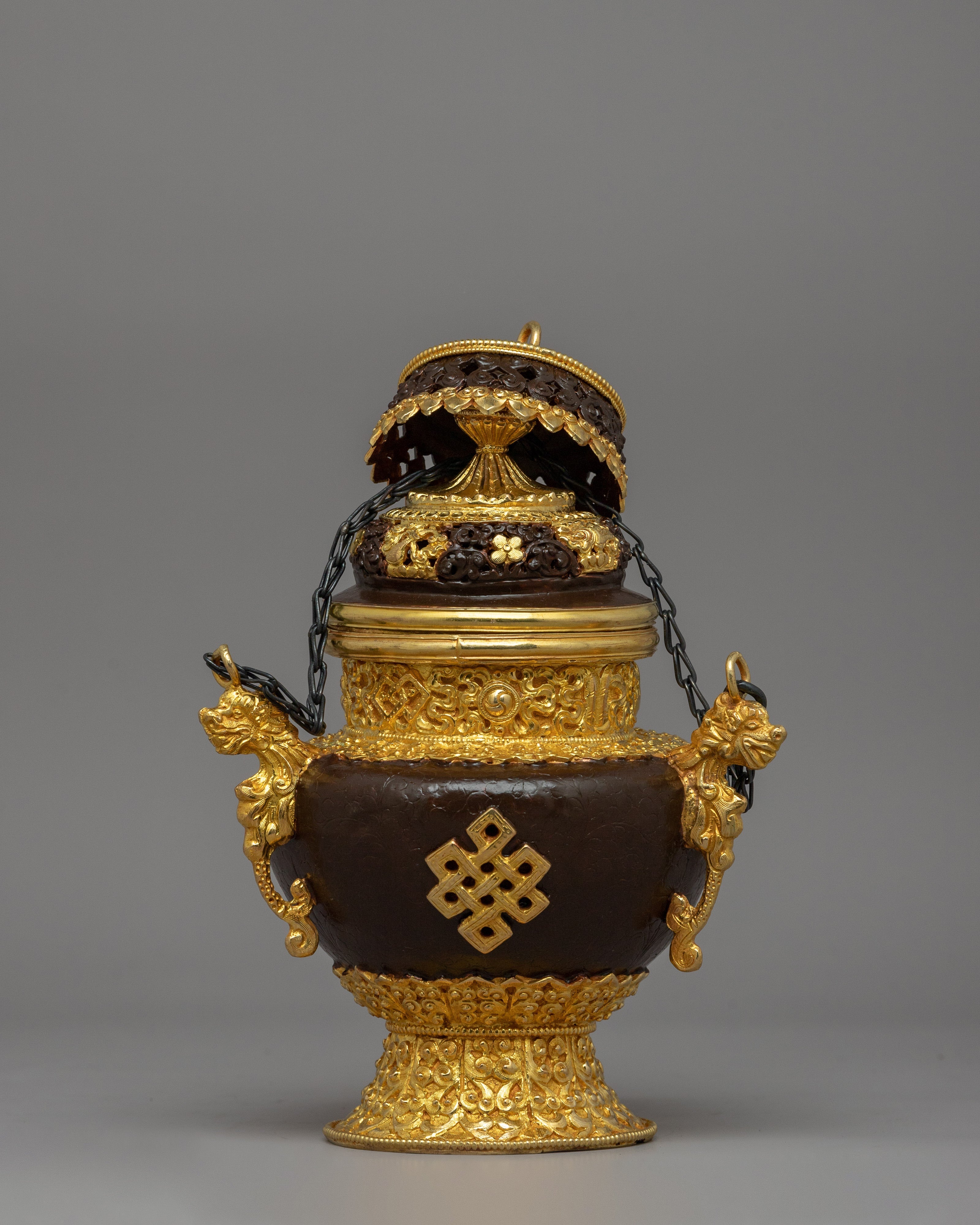 Gold-Plated Hanging Incense Burner | Copper & Gold-Plated Ritual Censer