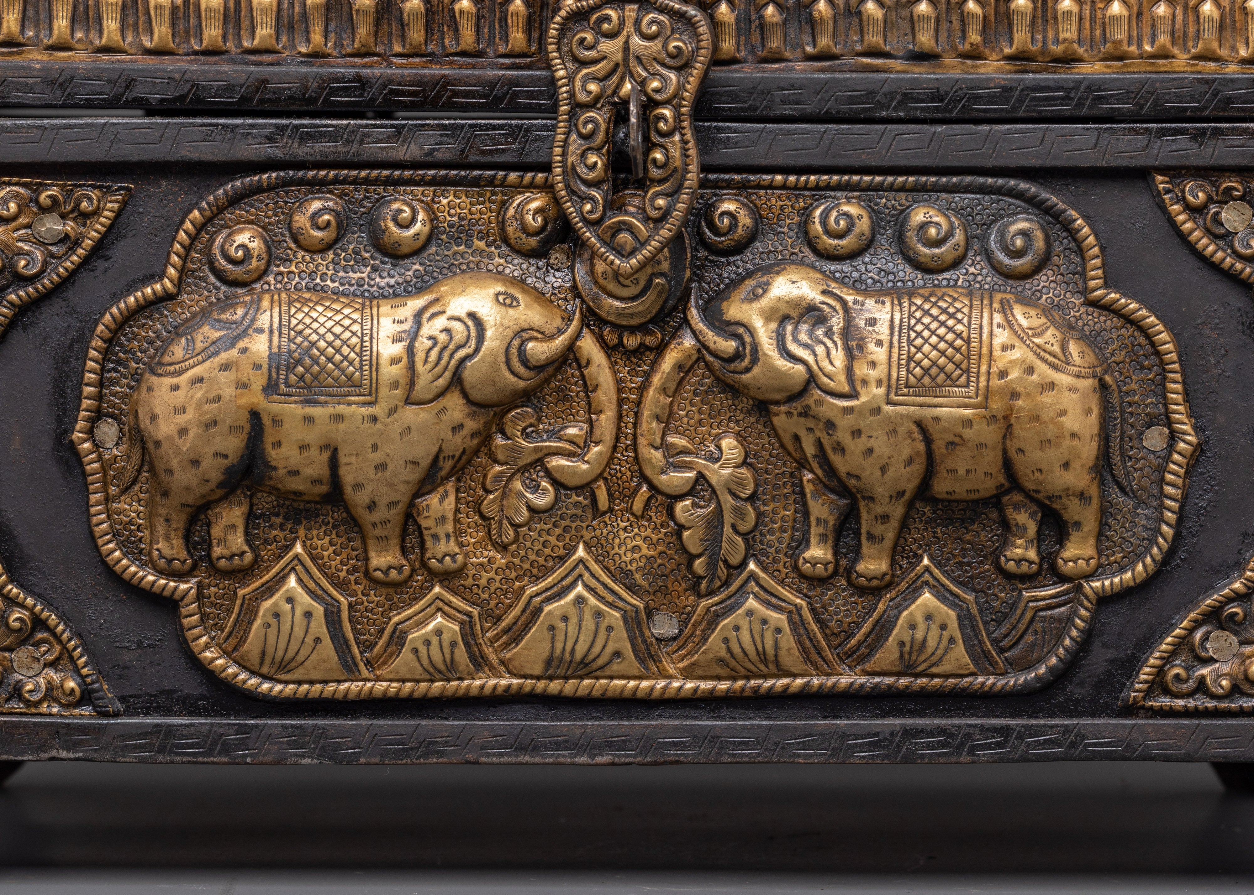 Treasure Chest Decor |  Chest with Elephant Carvings