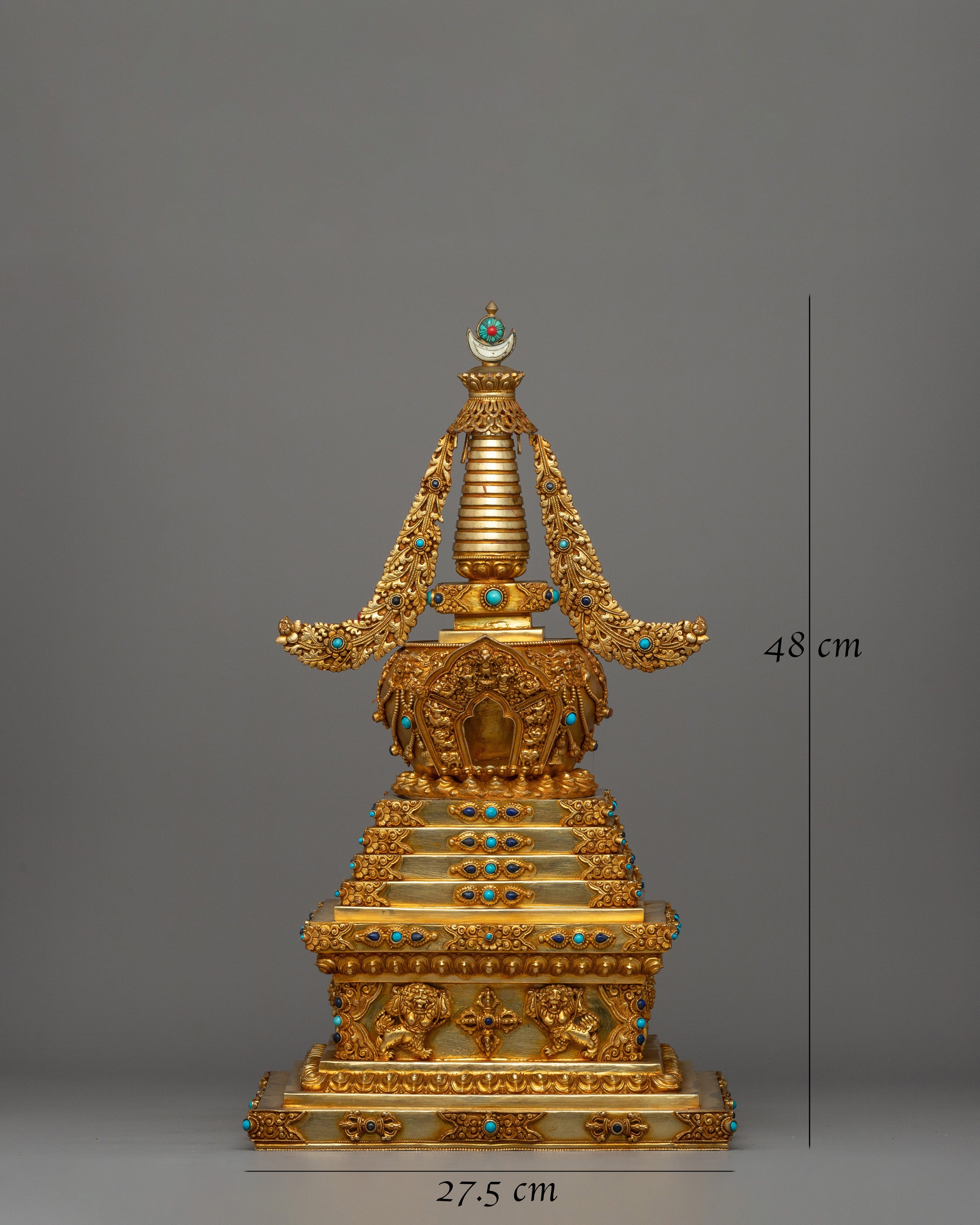Gold Plated Stupa for Shrine | Himalayan Chorten