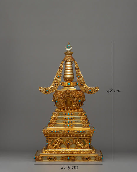 Gold Plated Stupa for Shrine | Himalayan Chorten