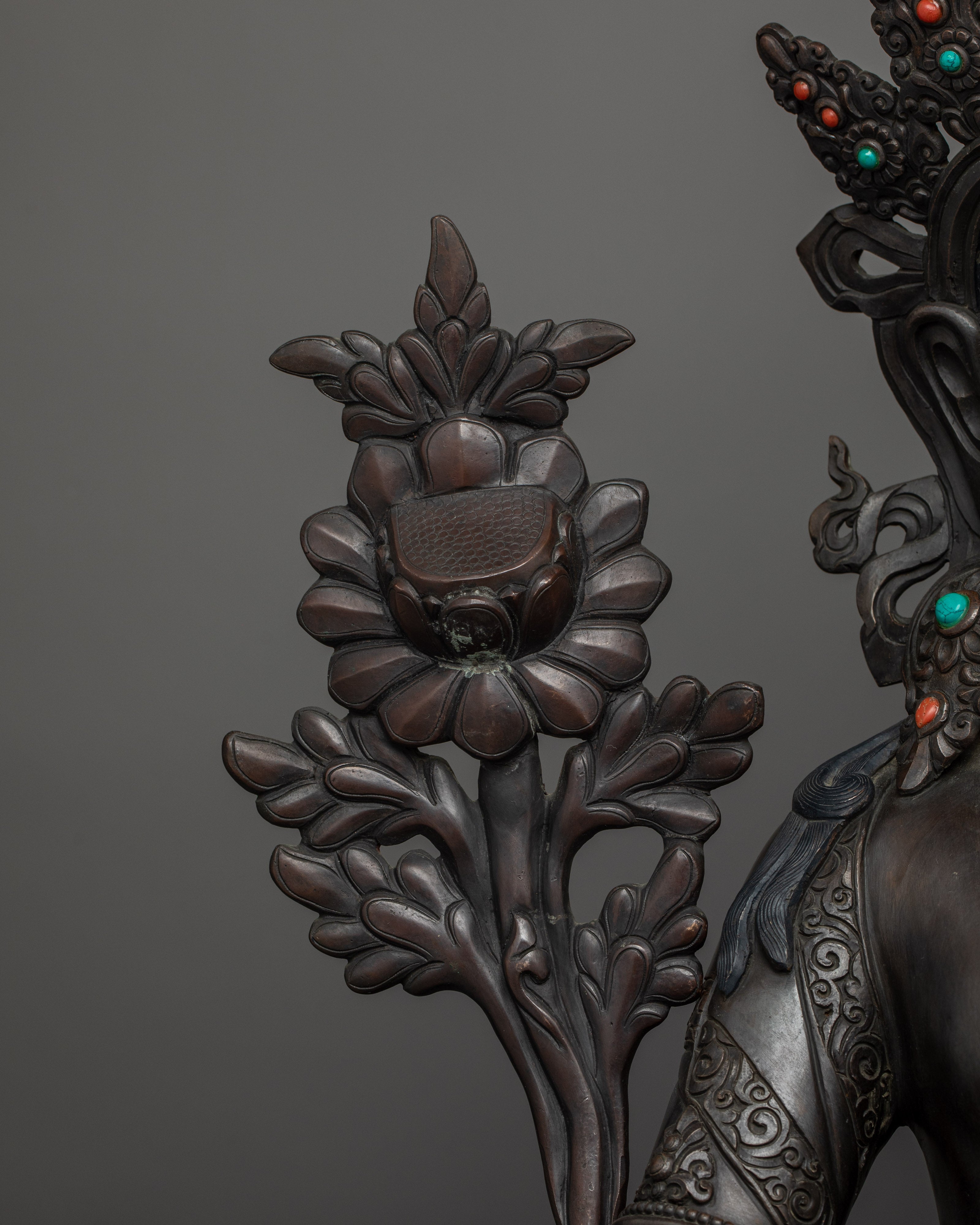 Longevity Deity Green Tara Compassion Goddess | Tibetan Healing Statue