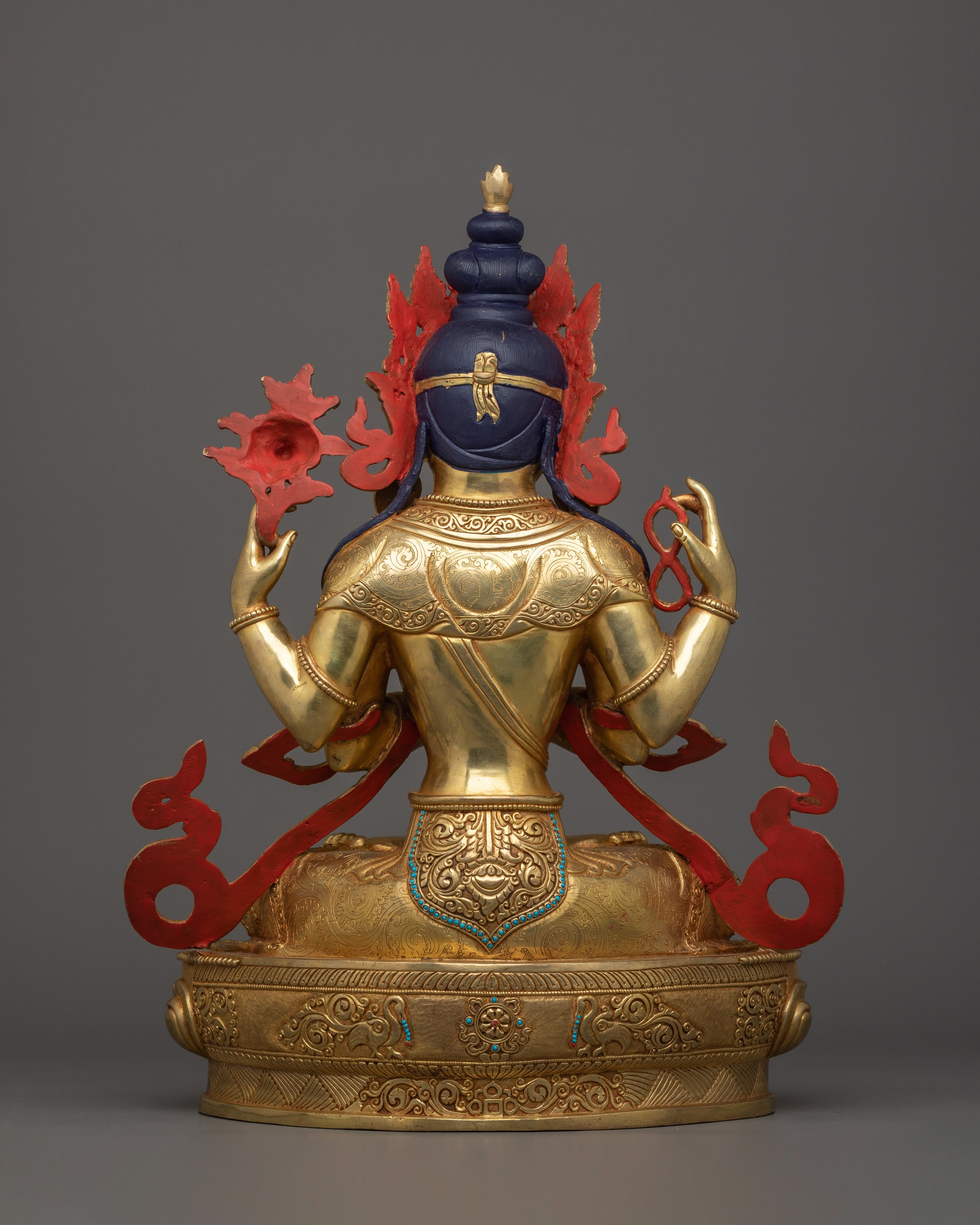 Handmade Sculpture of Four Armed Chenrezig | Bodhisattva of Infinite Compassion