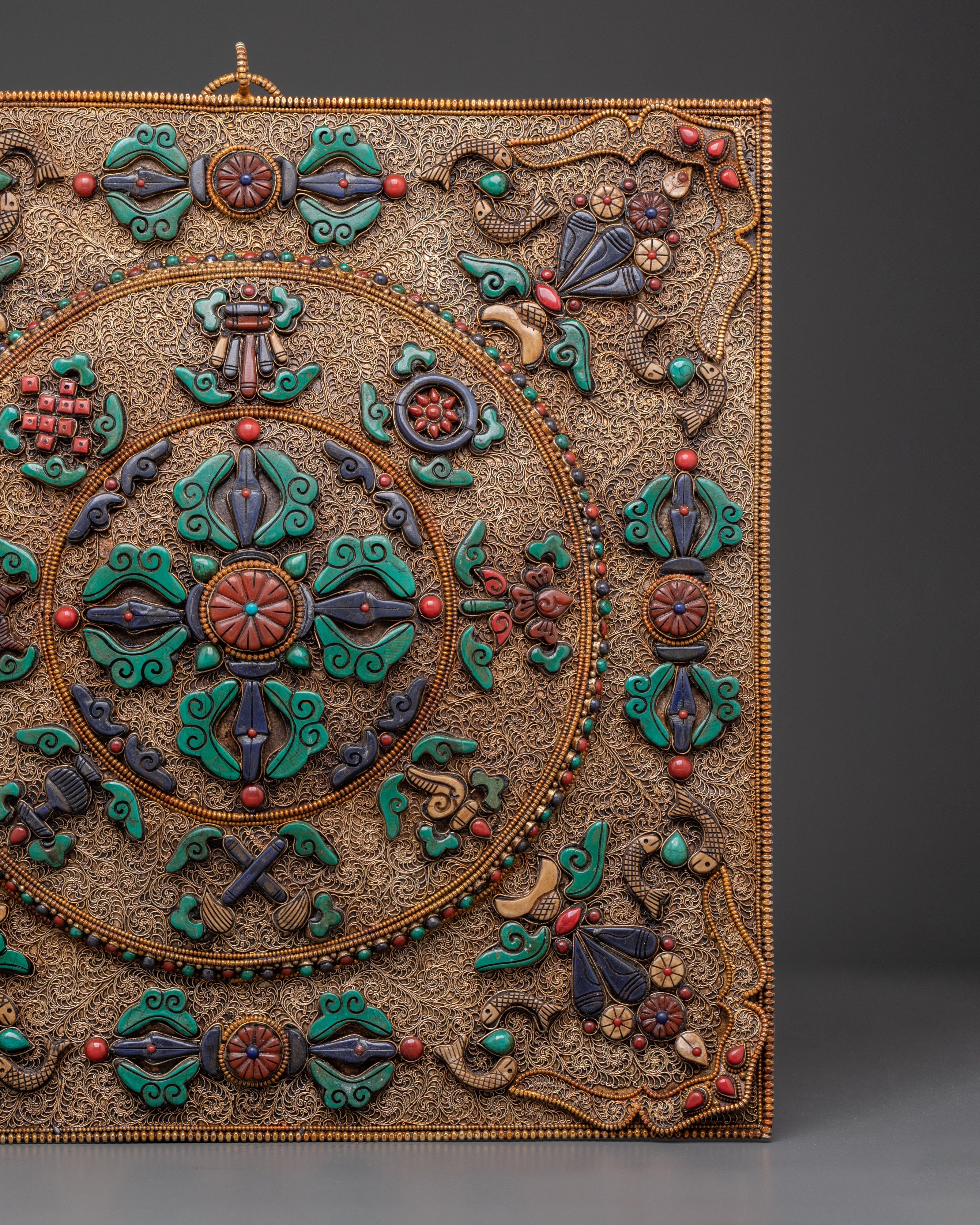 Spiritual Bishow Vajra Wall Hanging | Gold Plated Copper Art