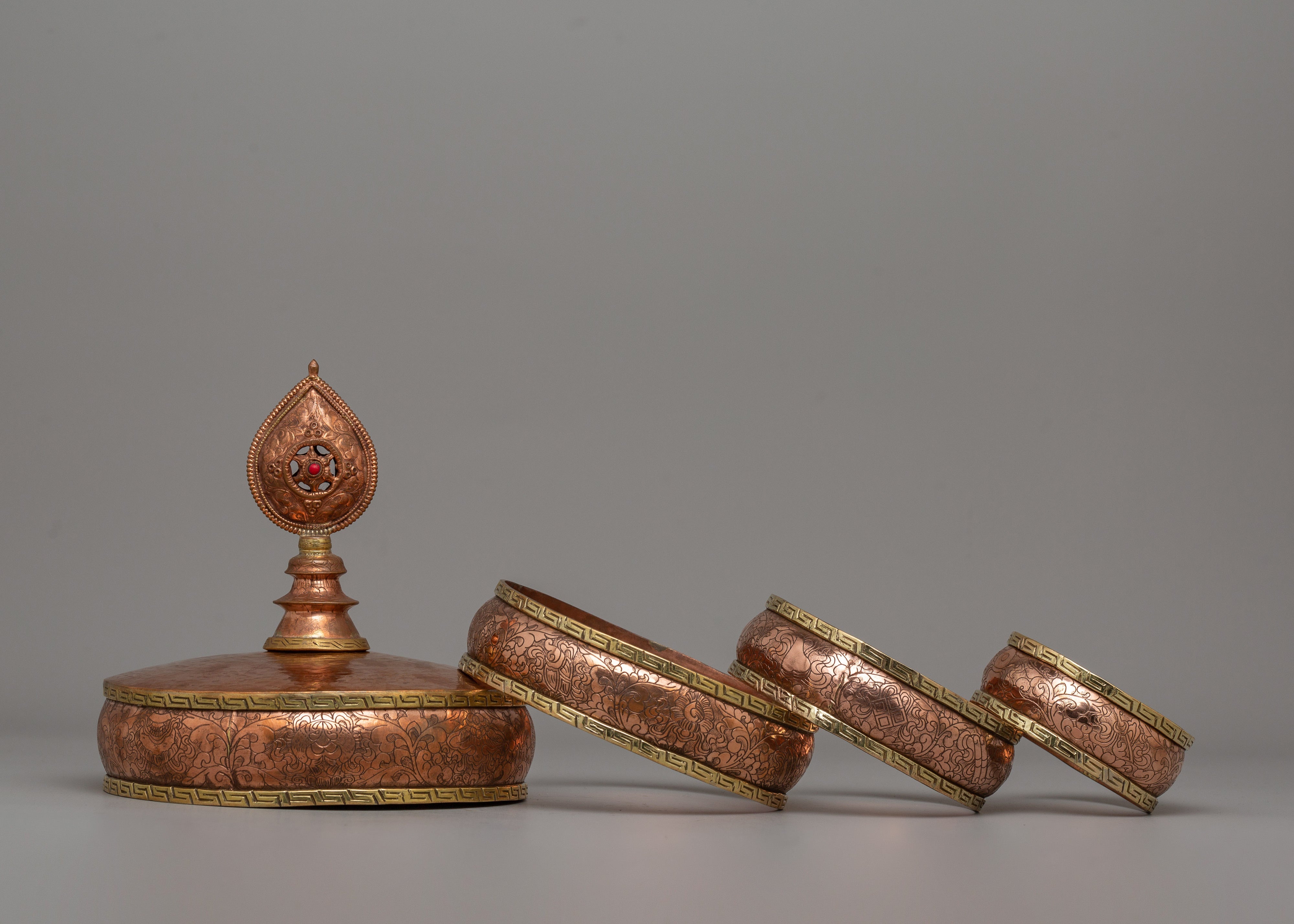 Tibetan Ritual Mandala Set for Dharma | Copper and Brass Offering Tool