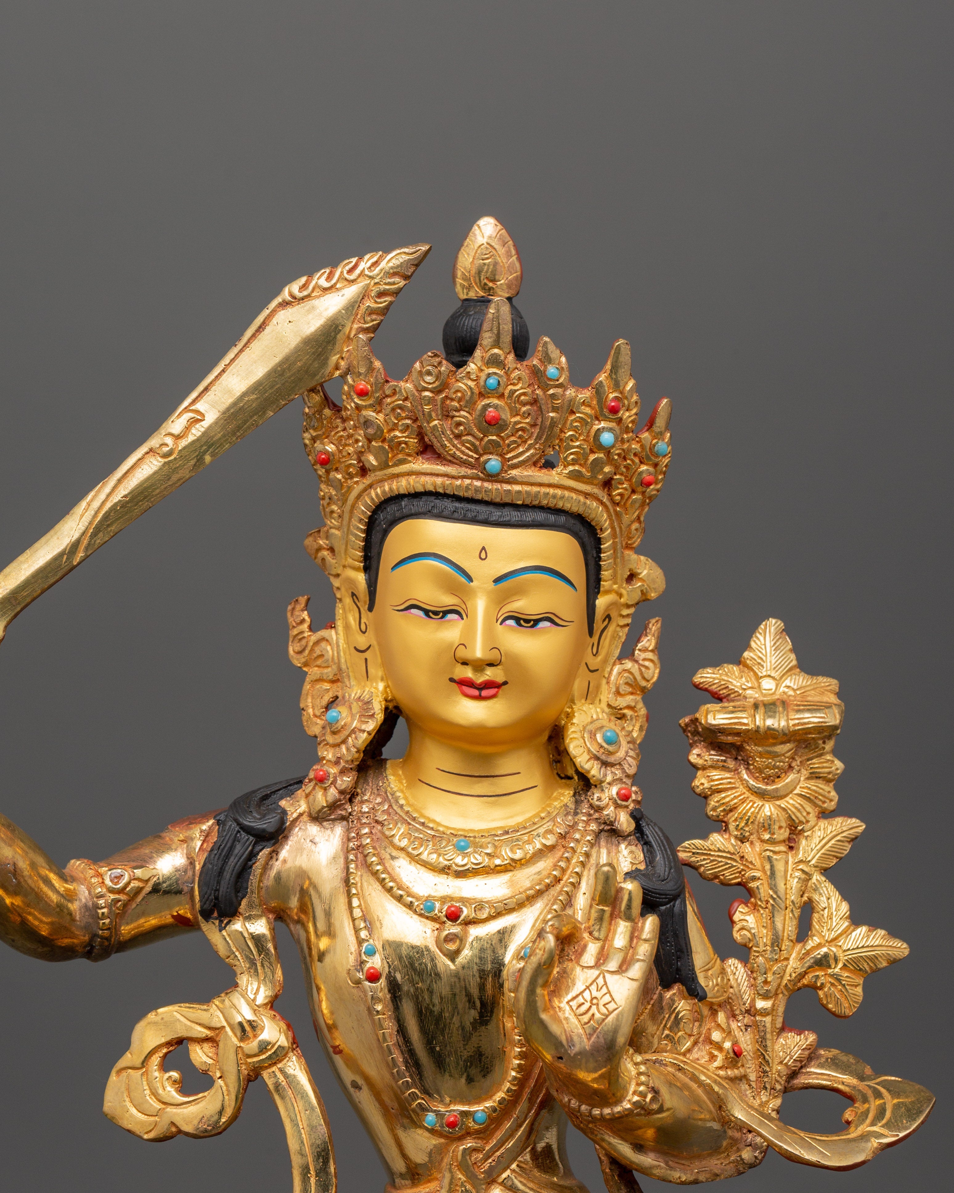 Tibetan Wisdom Deity Manjushri Statue | Bodhisattva of Wisdom and Insight
