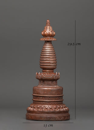 Oxidized Copper Stupa | Buddhist Shrine Artifact