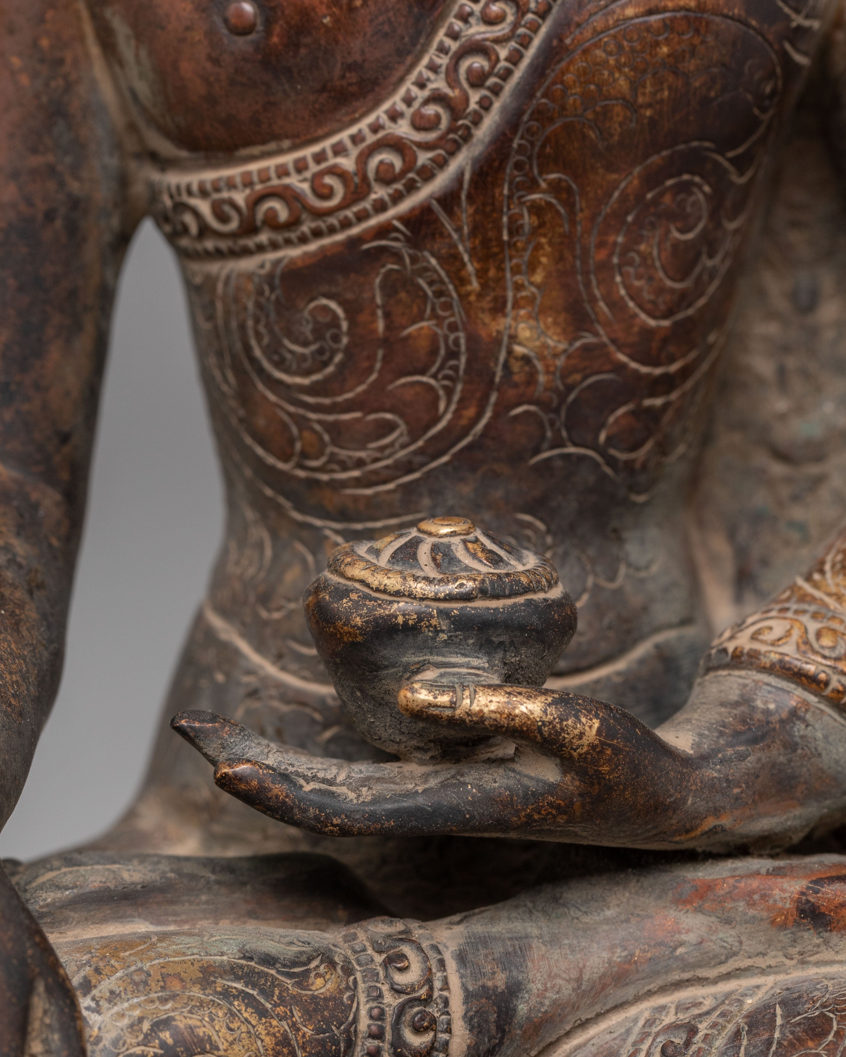 Shakyamuni Buddha Oxidized Tibetan Sculpture for Decor