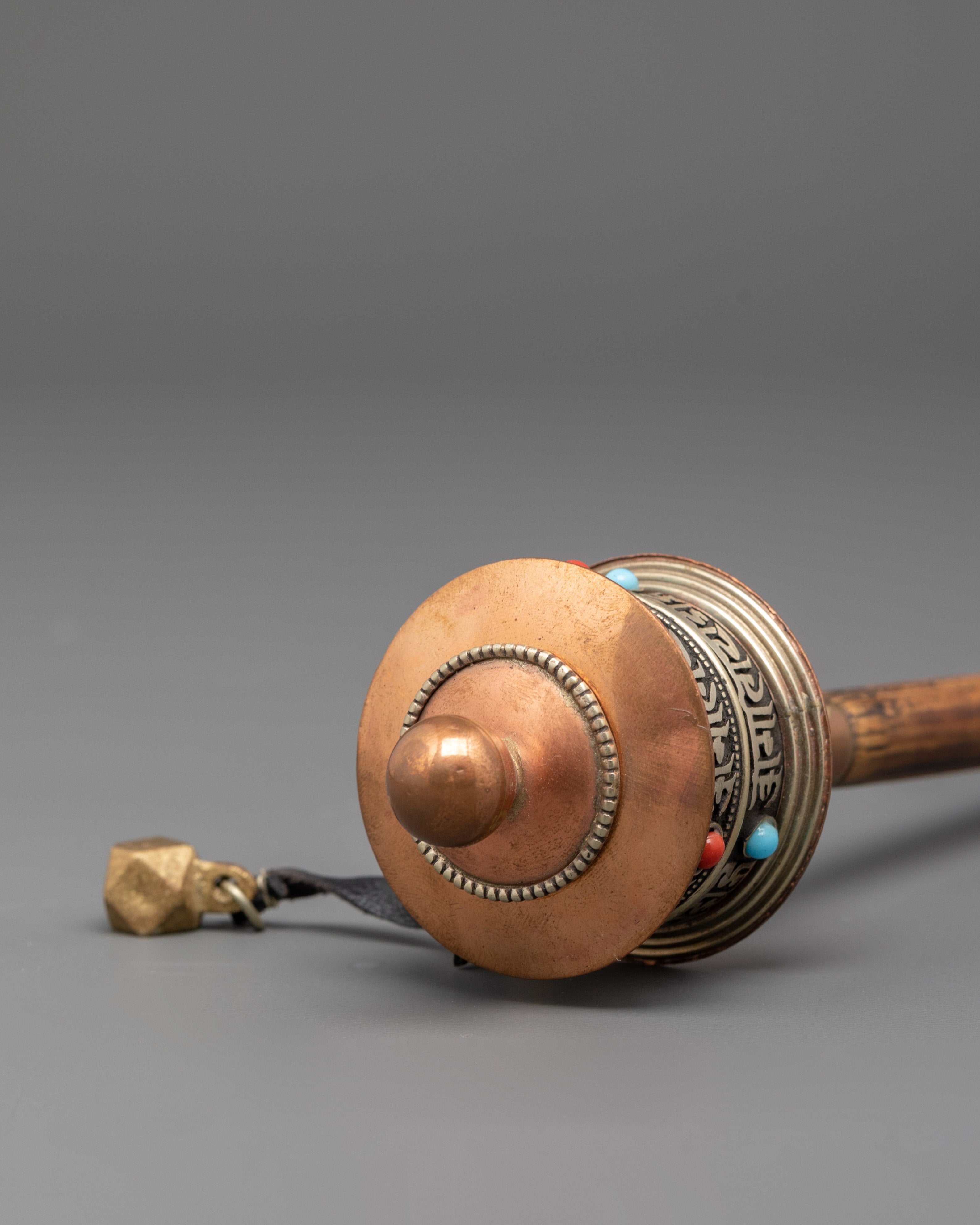 Sacred Prayer Wheel for Meditation | Tibetan Mantra Wheel with Turquoise and Coral