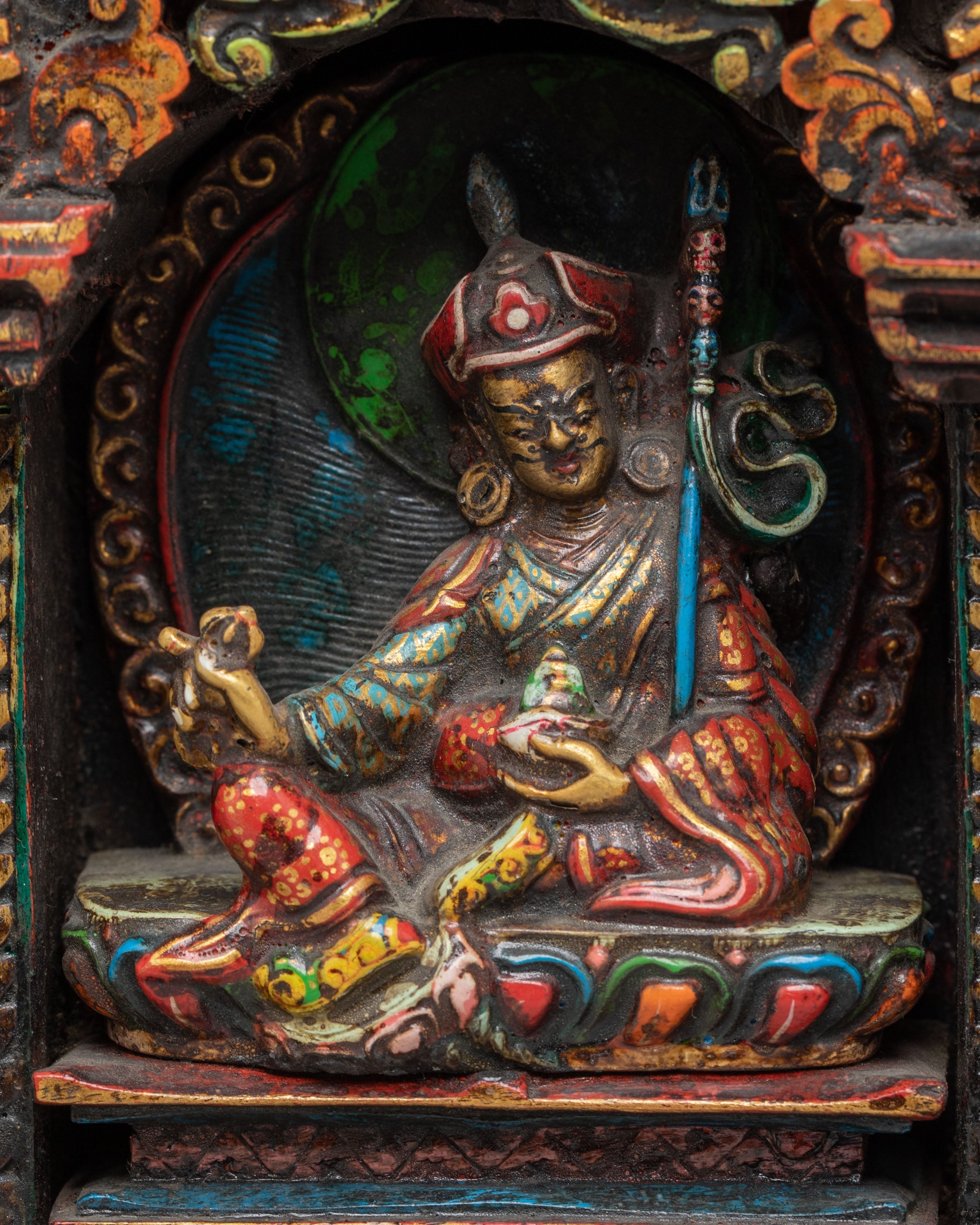 Sacred Padmasambhava Handcrafted Statue | Guru Rinpoche Buddhist Altar Art