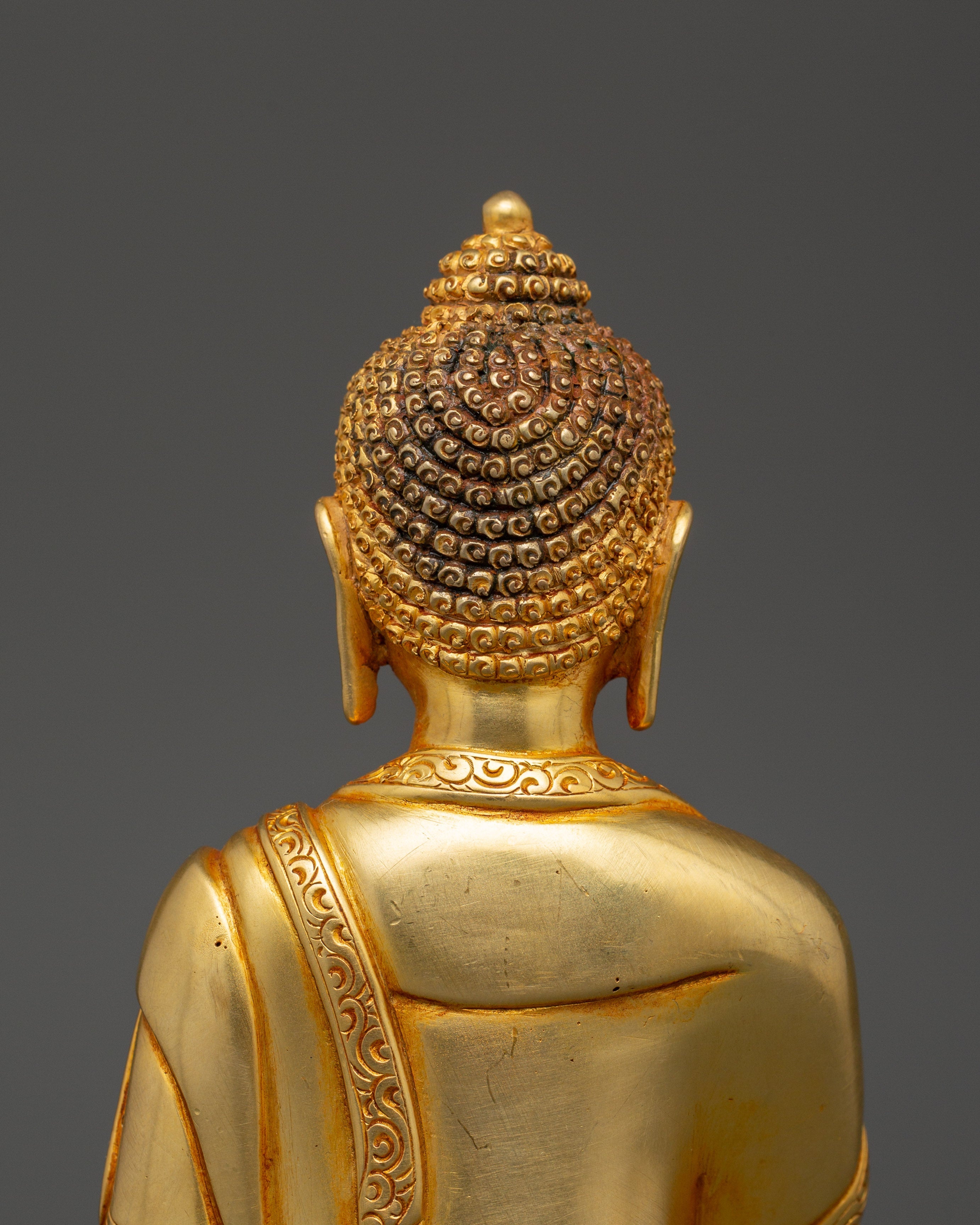 Shakyamuni Buddha Gold Plated Statue | Handcrafted Copper Deity for Meditation