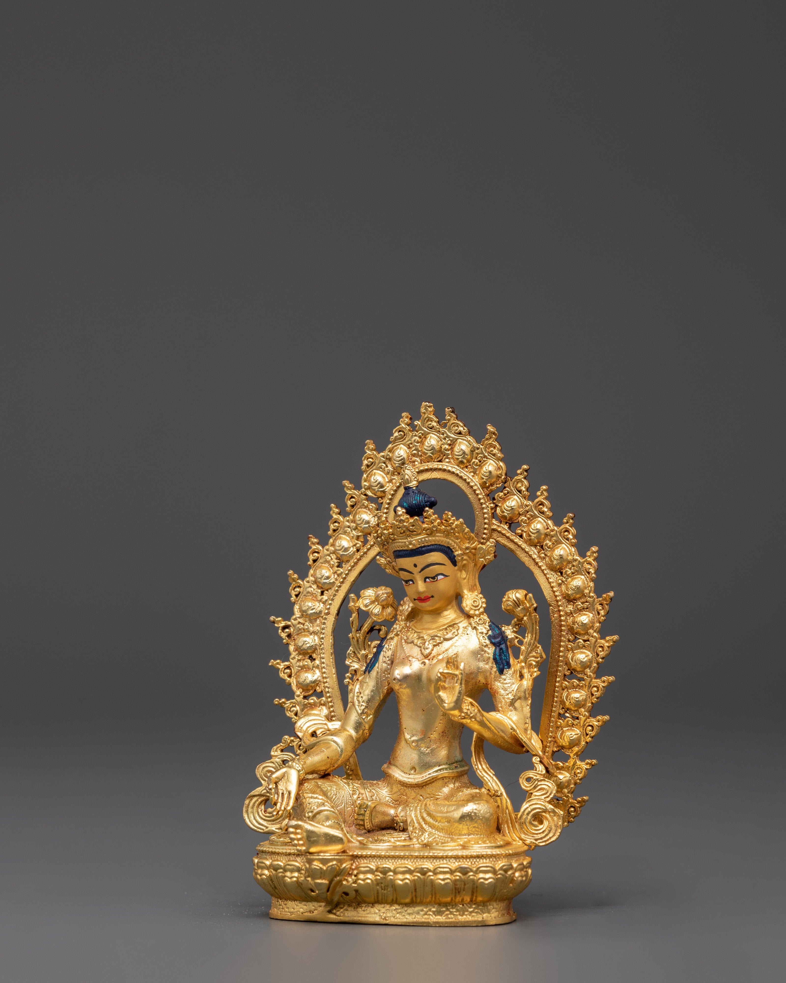 Handcrafted Sacred Shyama Tara Sculpture | Compassionate Green Tara Figure