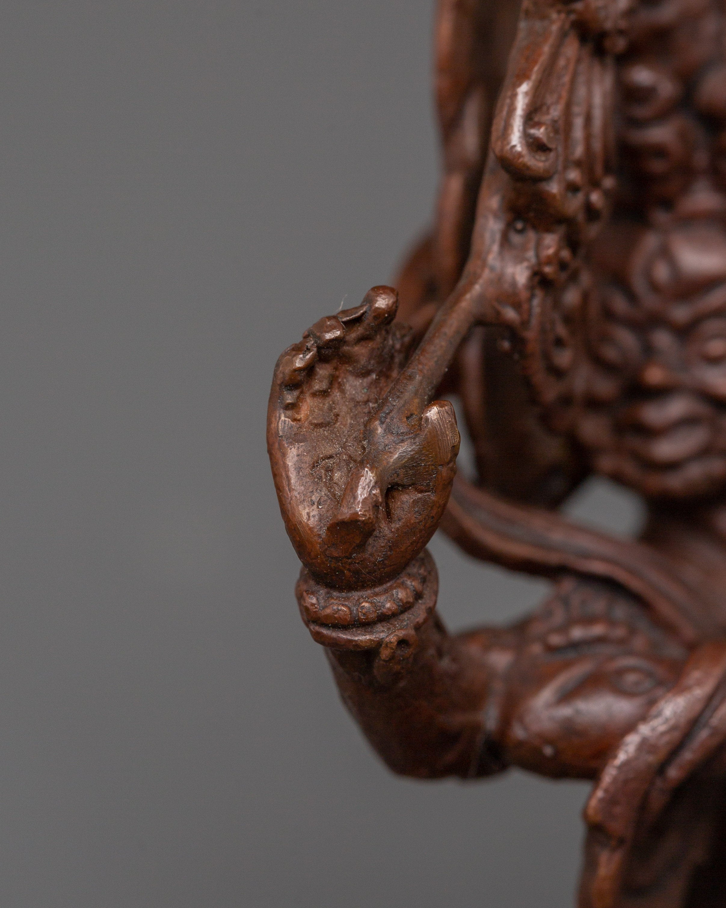 Sacred Dharma Protector Rahula Statue | Oxidized Copper Buddhist Deity Sculpture