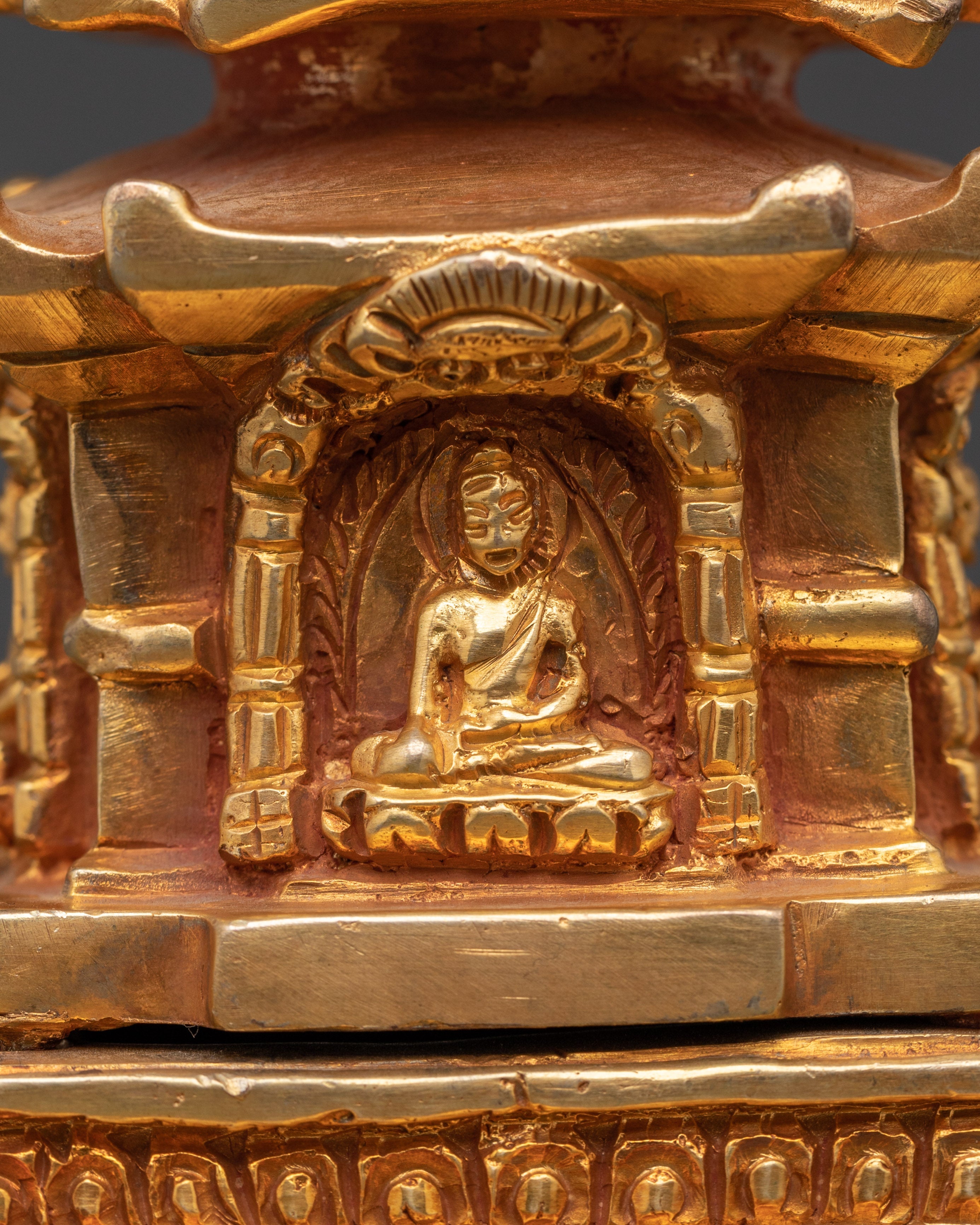 Copper Stupa with Gold Plating | Spiritual Decor