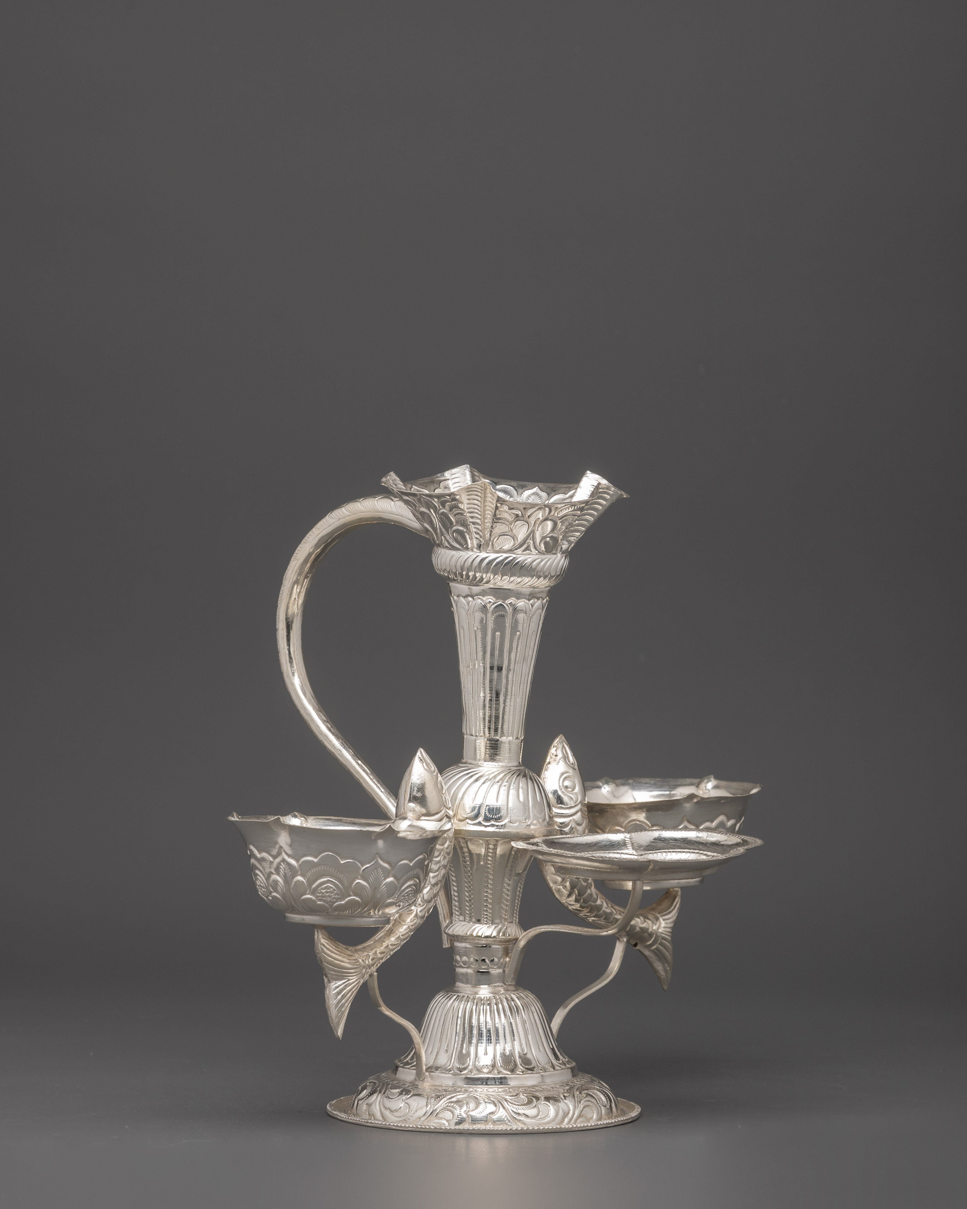 Machha Tikadani of Pure Silver | Jamara and Tika Holder for Dashain