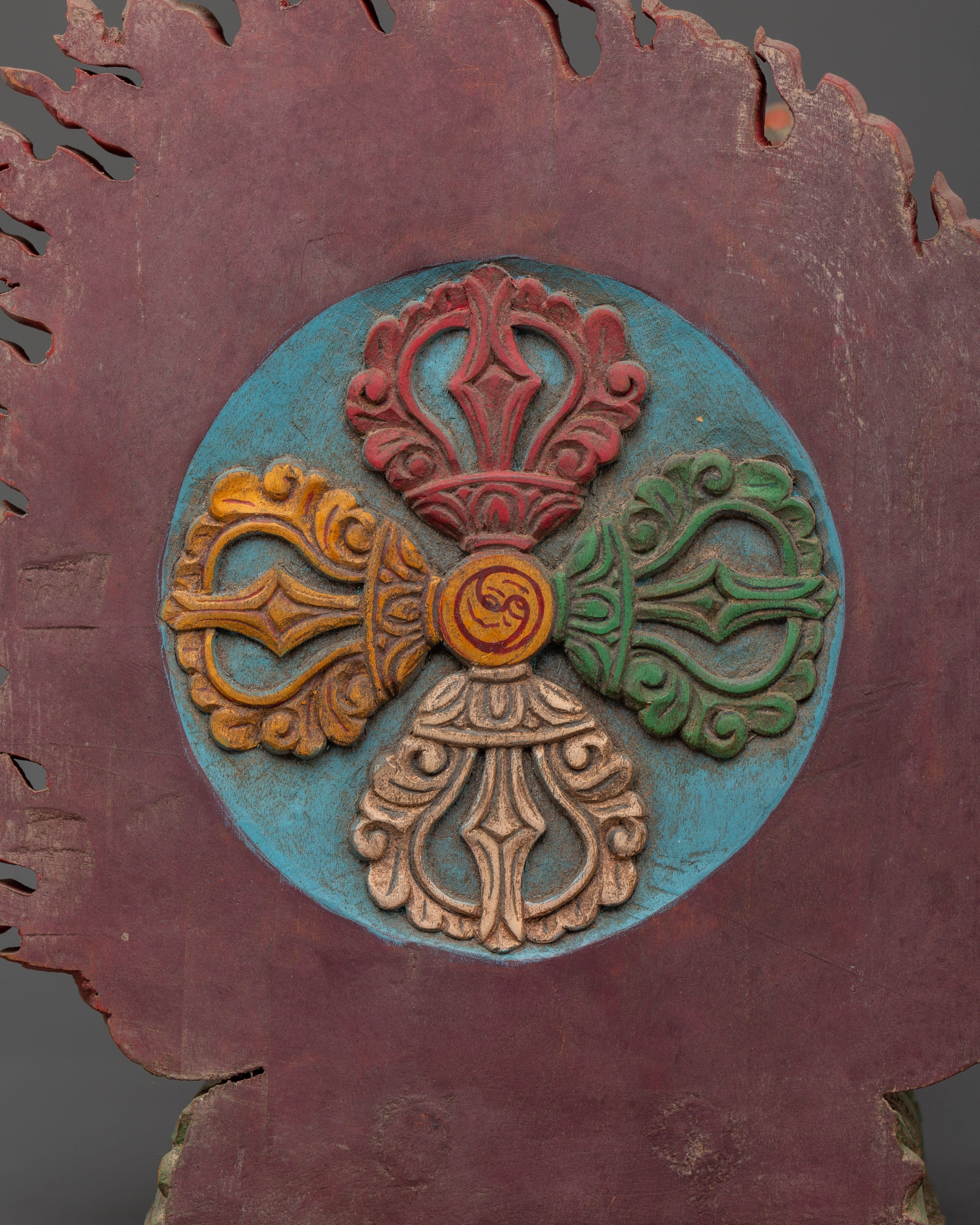 Tibetan Dragon Head Decor Sculpture |  Himalayan Wall Decor Art
