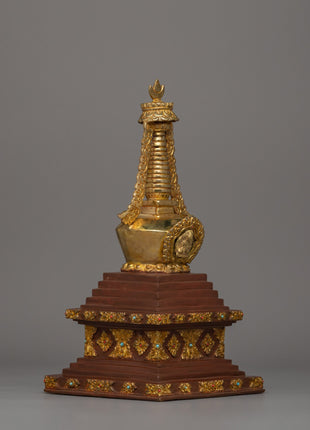 Handcrafted Buddhist Enlightenment Stupa |  Sacred Tibetan Shrine