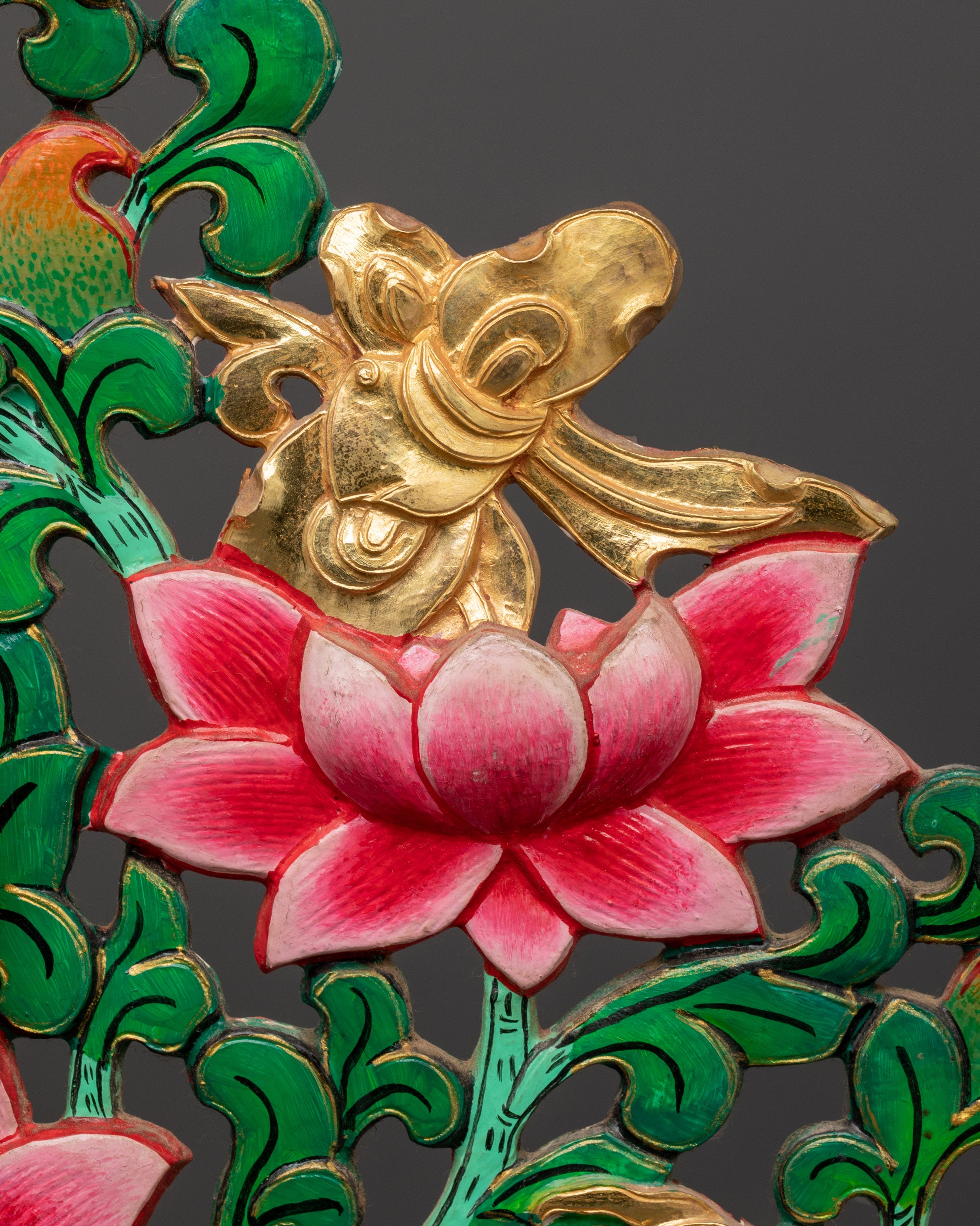 Tibetan Copper Offering Tree | Gold Plated Ritual Art with Acrylic Colors