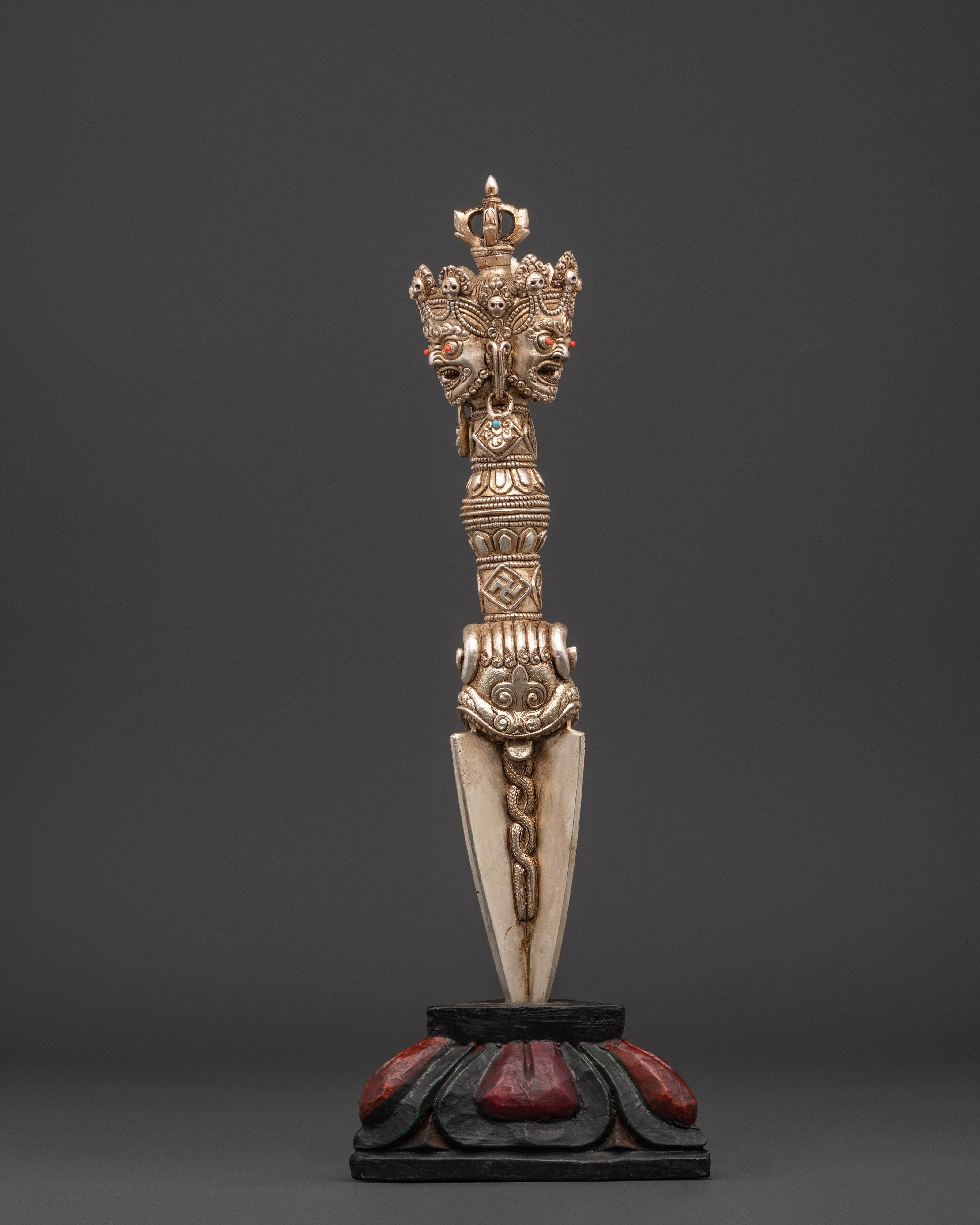 Spiritual Protection Phurba Dagger | Silver Plated Ritual Dagger for Meditation