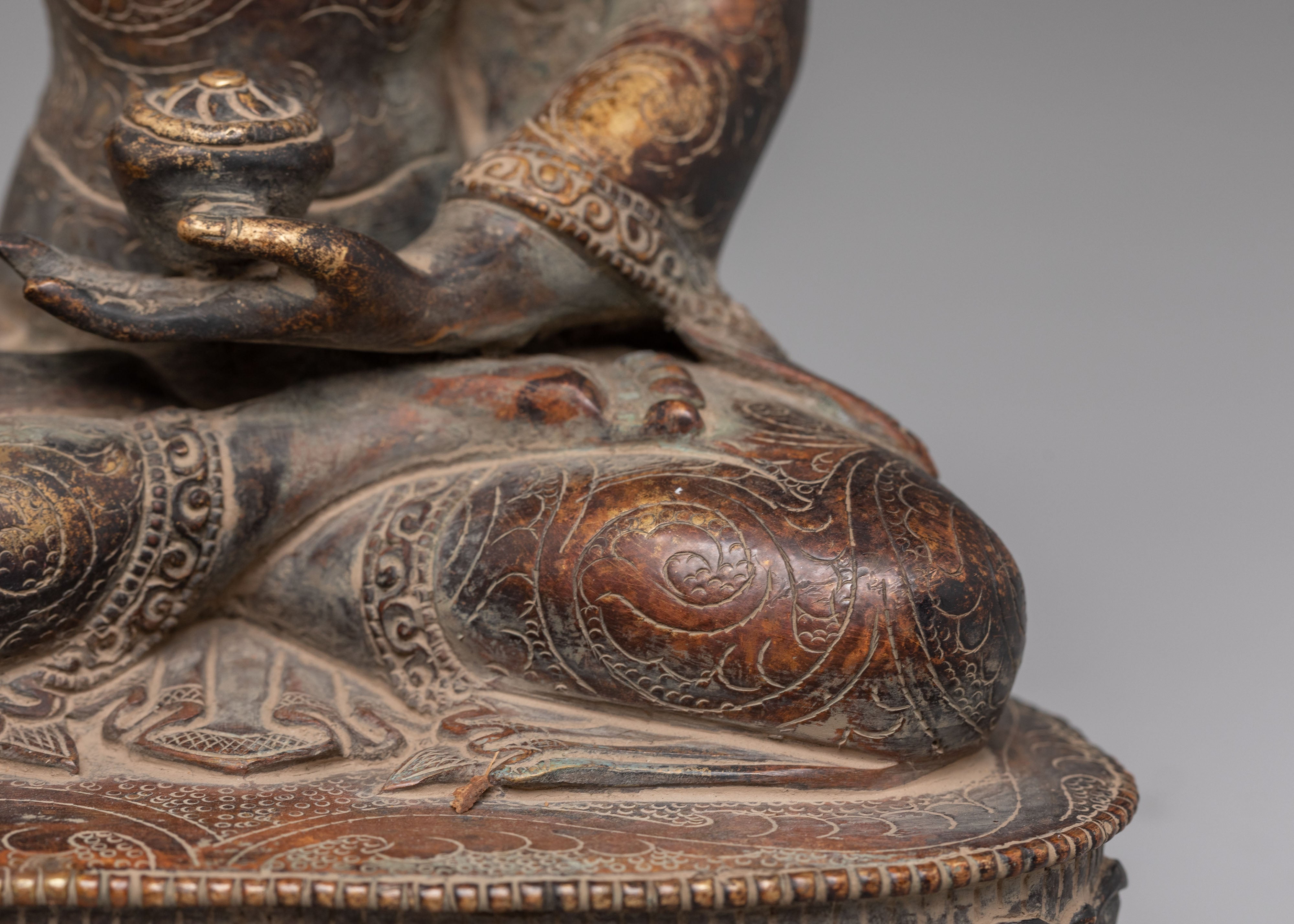 Shakyamuni Buddha Oxidized Tibetan Sculpture for Decor