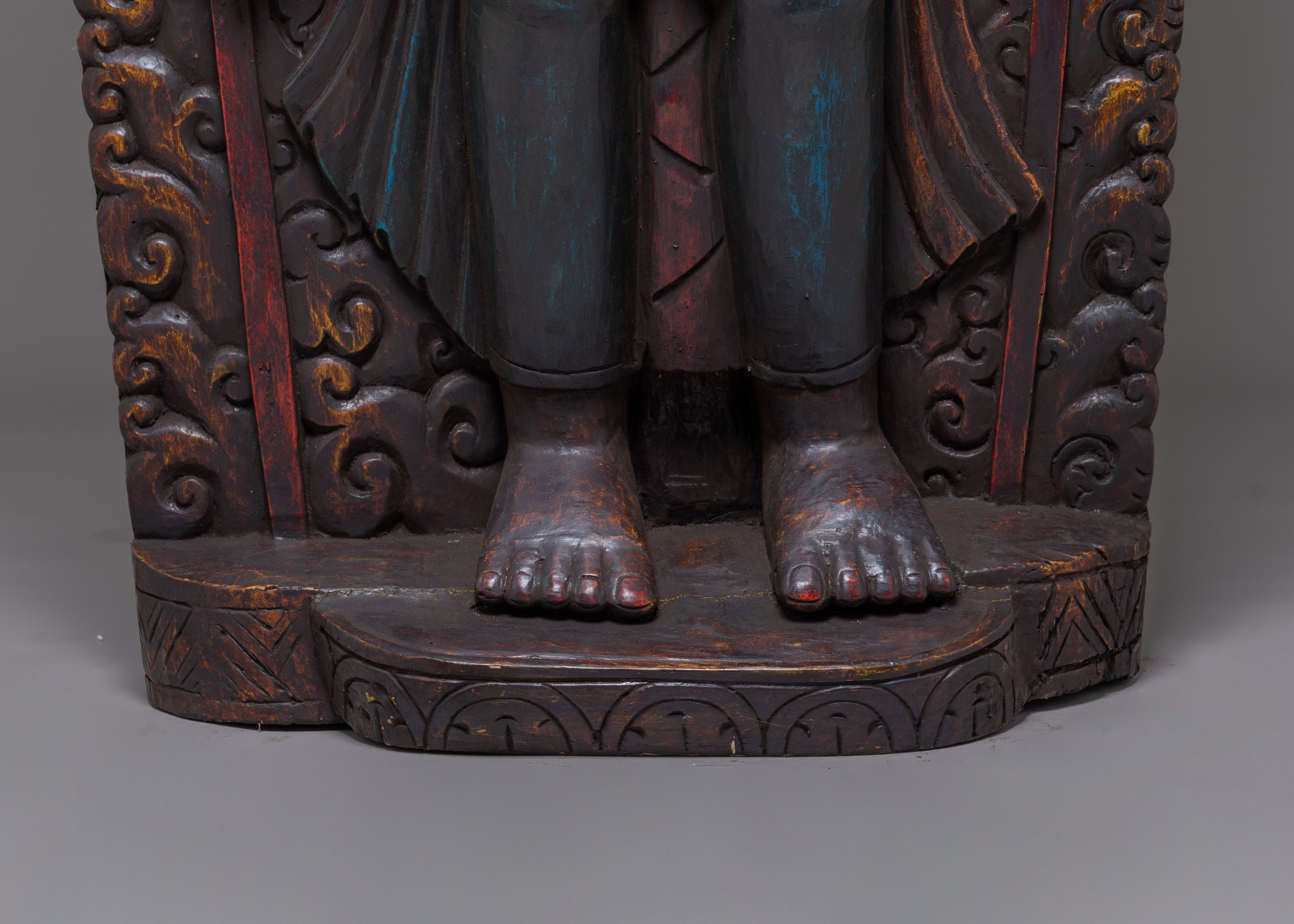 Lokeshwor Tibetan Spiritual Statue | Hand Carved Wooden Avalokiteshvara Art