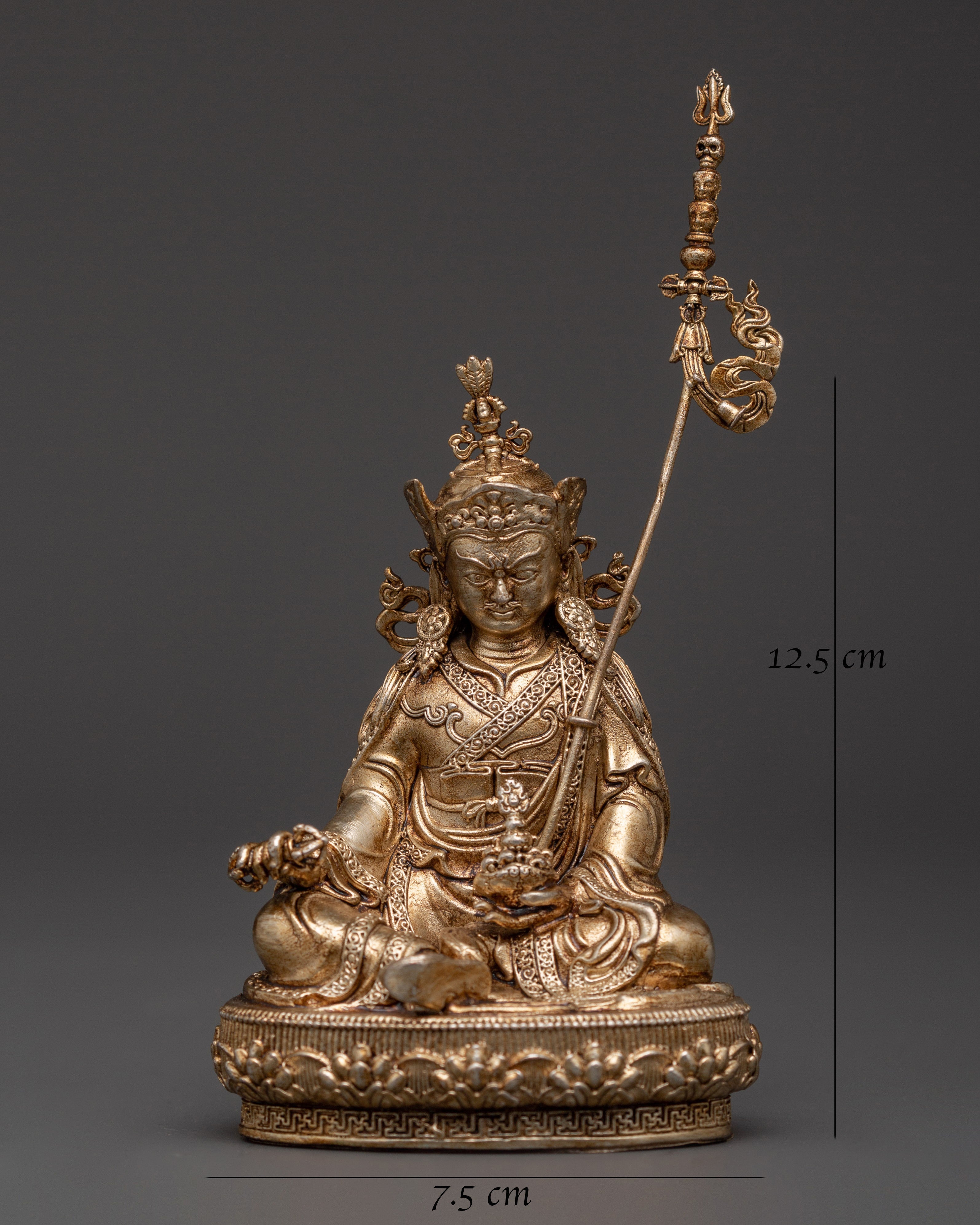Gold-Plated Guru Rinpoche Statue in Copper | Sacred Sculpture