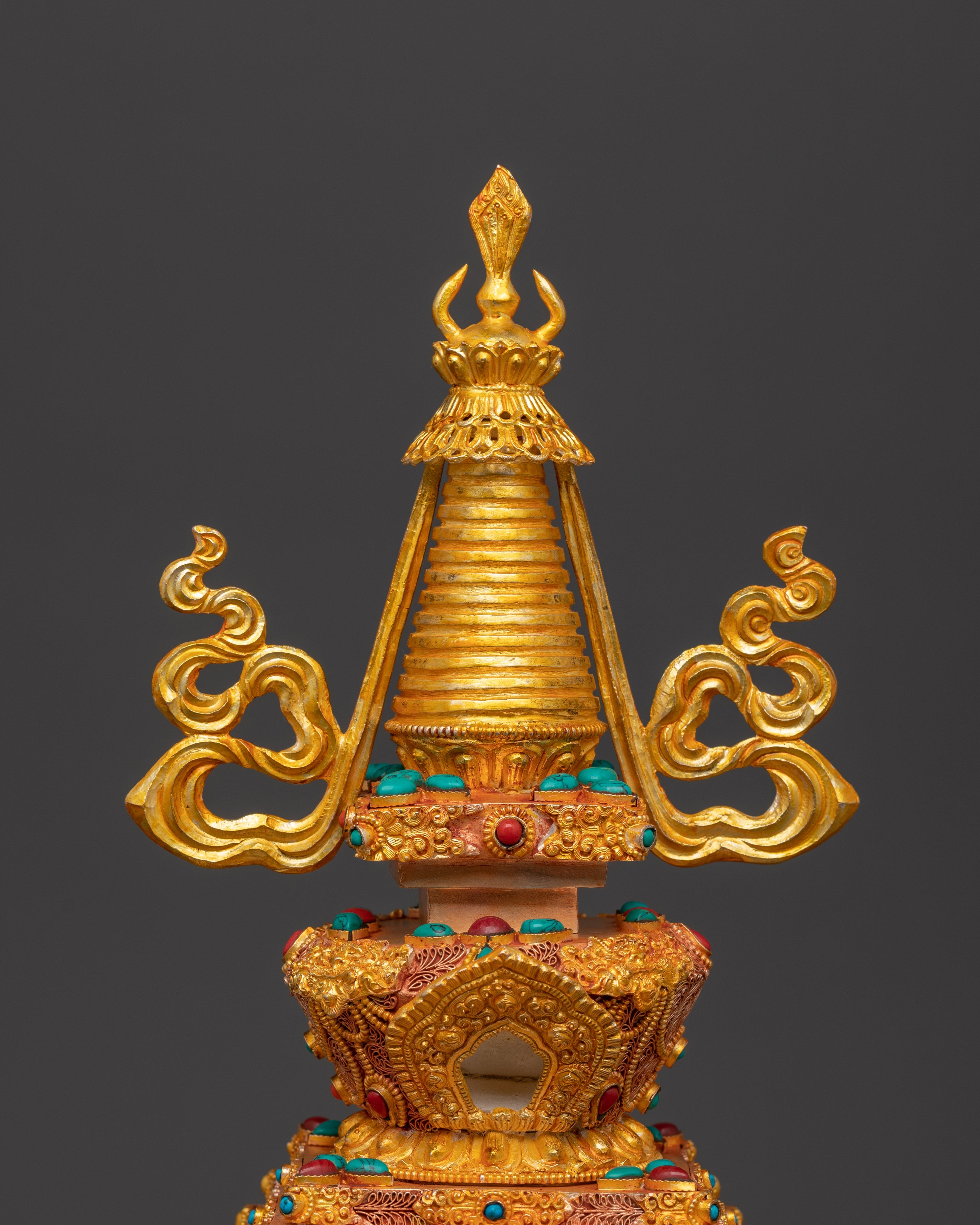Vajrayana Stupa Art | Gold-Plated Copper Buddhist Altar