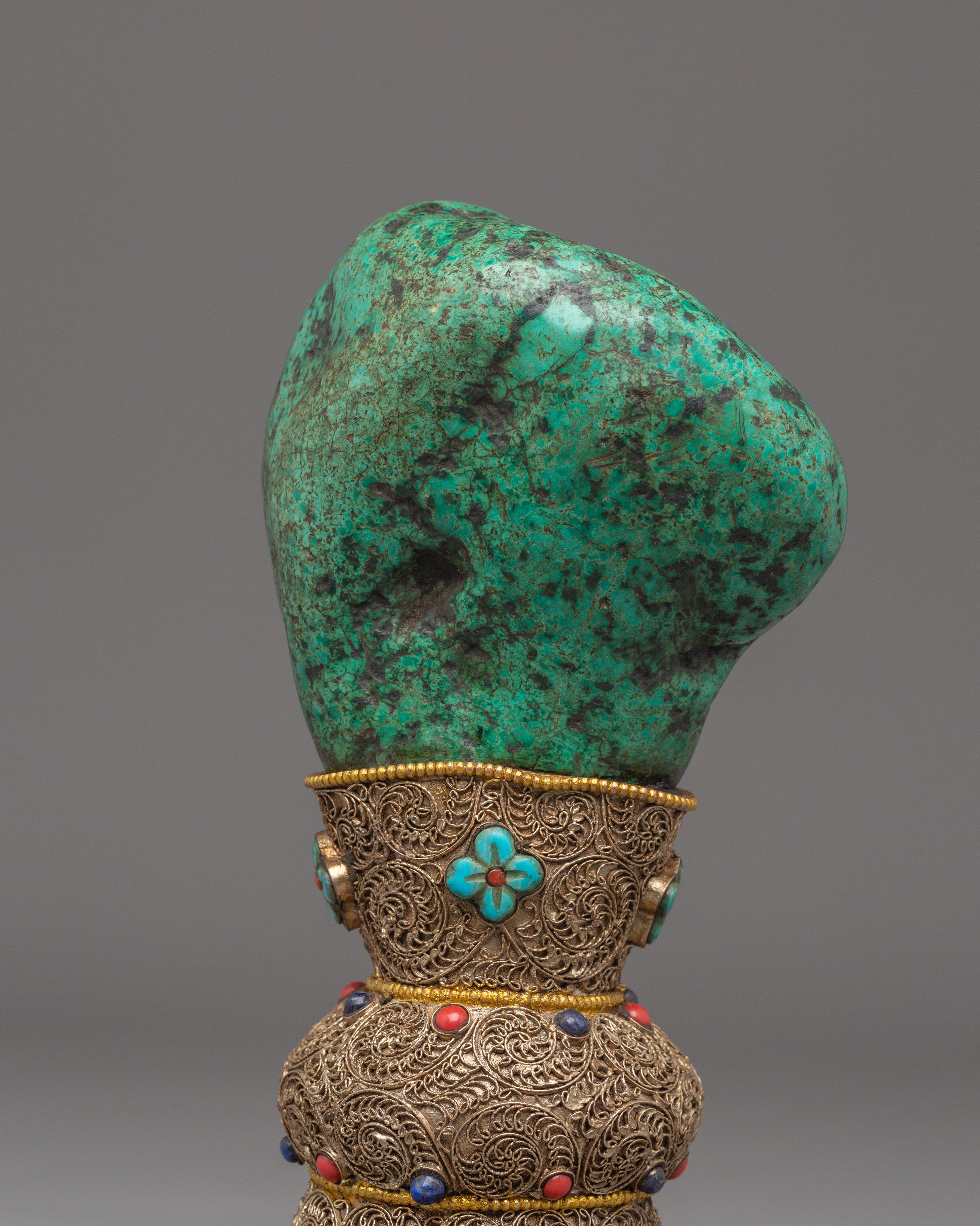 Copper Stamp for Decor | Tibetan Art with Coral and Turquoise