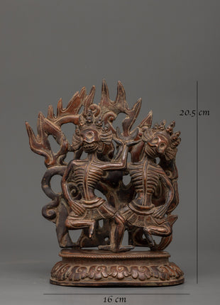 Oxidized copper Citipati statue |  Tibetan Protector Sculpture