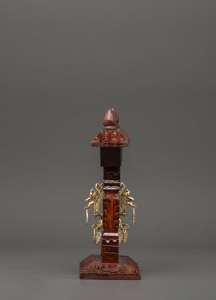 Handcrafted Wooden Khadullu with Brass Dhalucha | Traditional Oil Lamp For Rituals