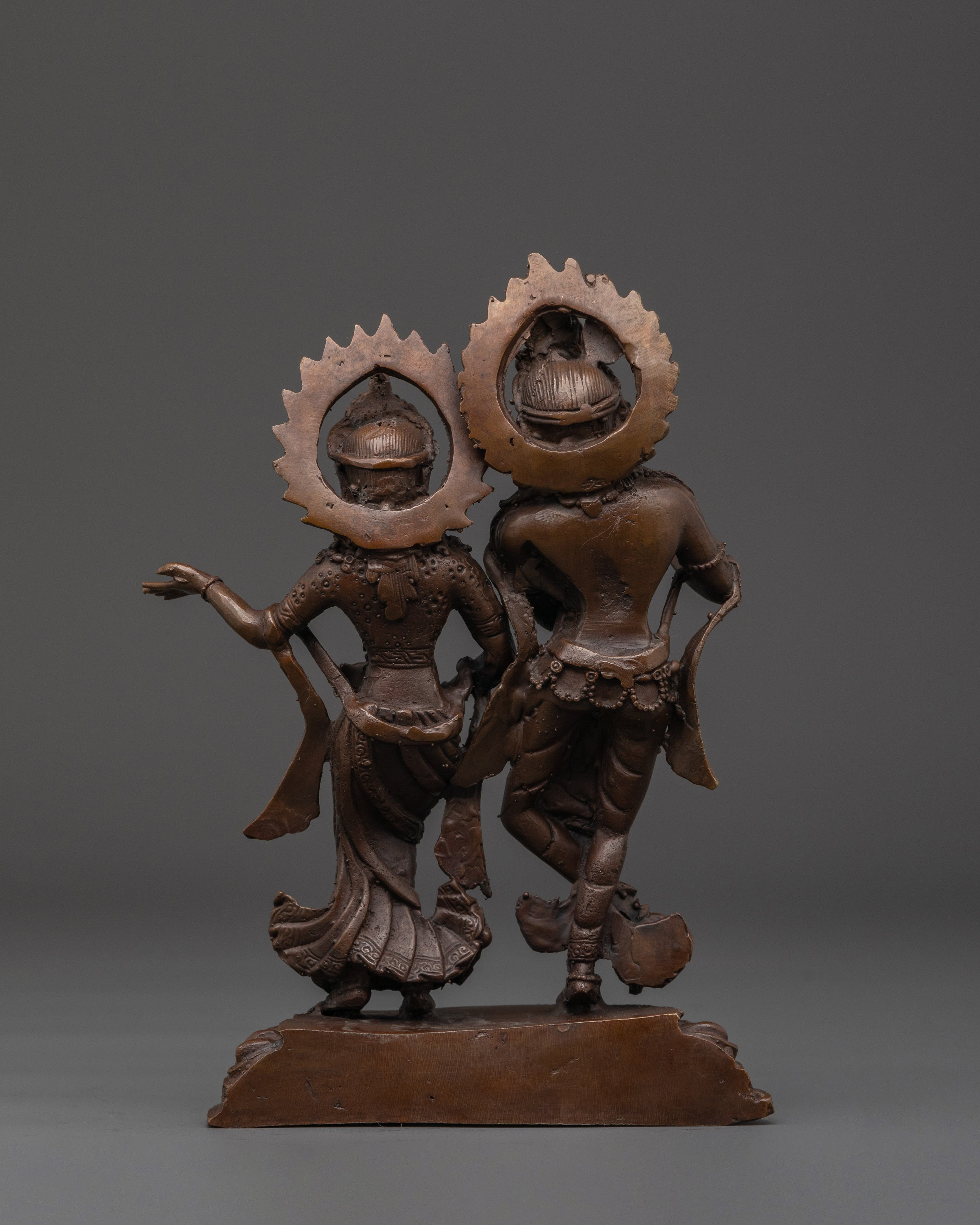 Krishna and Radha Brass Statue | Spiritual Hindu Deity Sculpture
