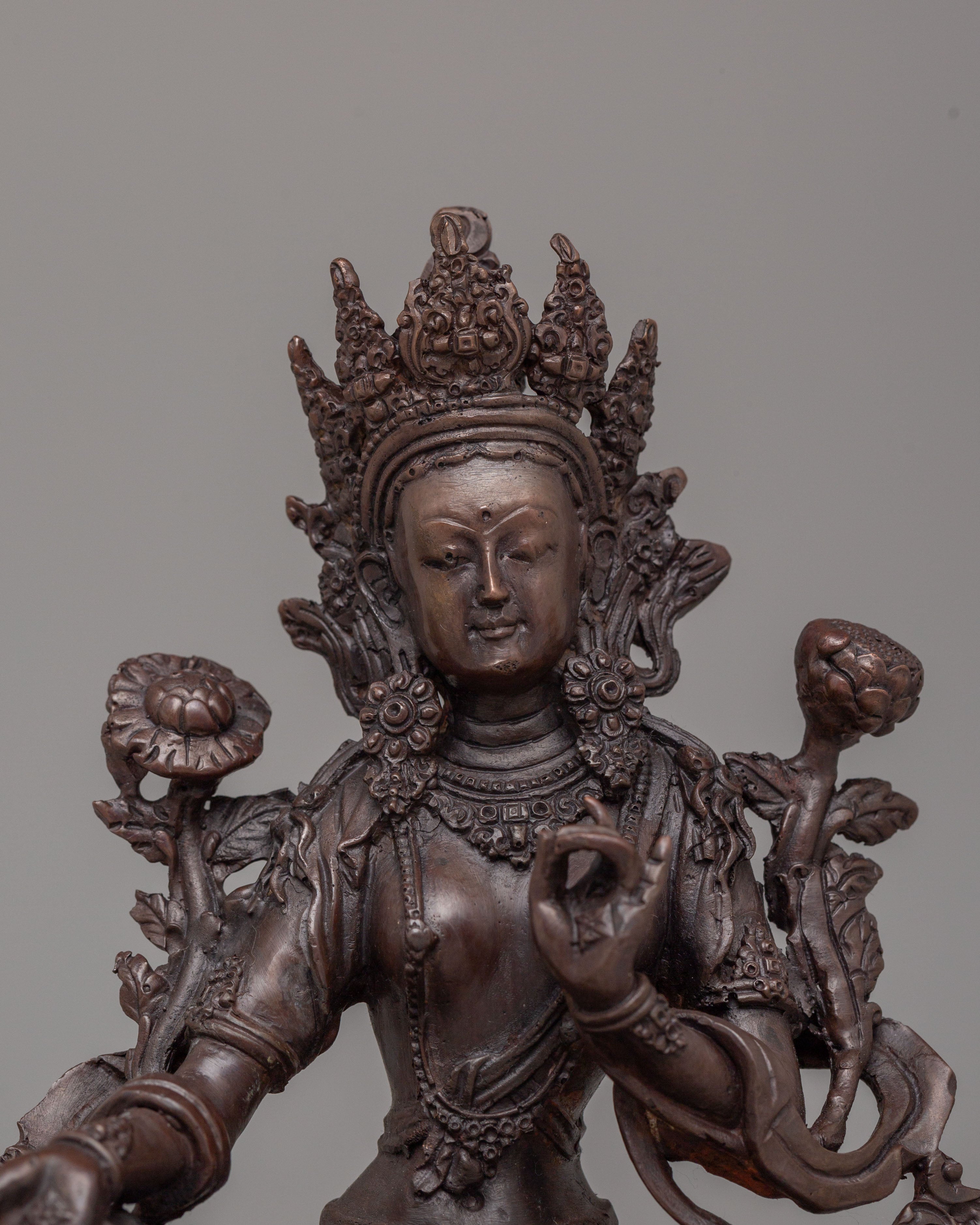 Handmade Green Tara Altar Statue | Spiritual Decor for Meditation &amp; Rituals