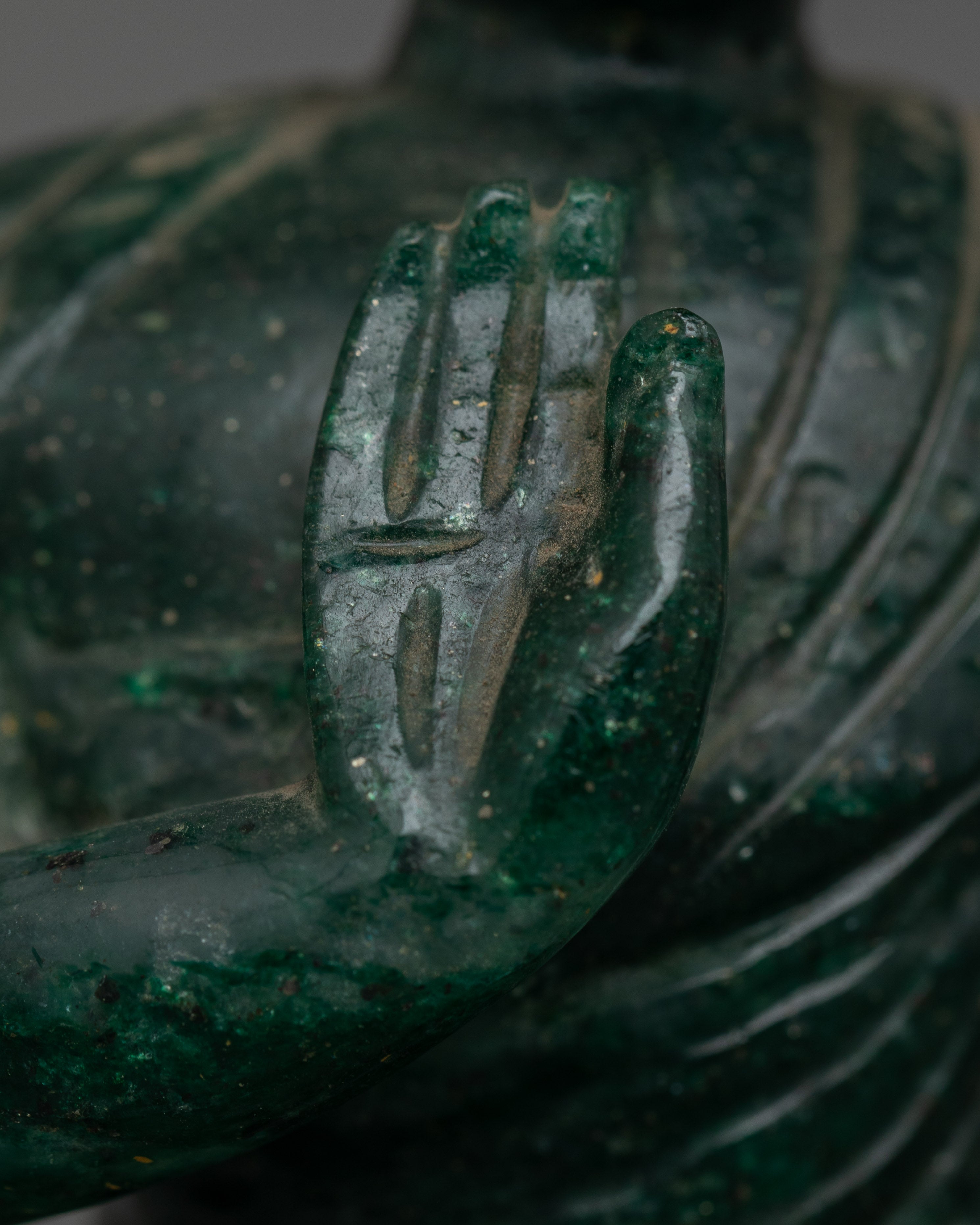 Hand-Carved Nephrite Stone Amoghasiddhi Buddha Statue | Perfect for meditation