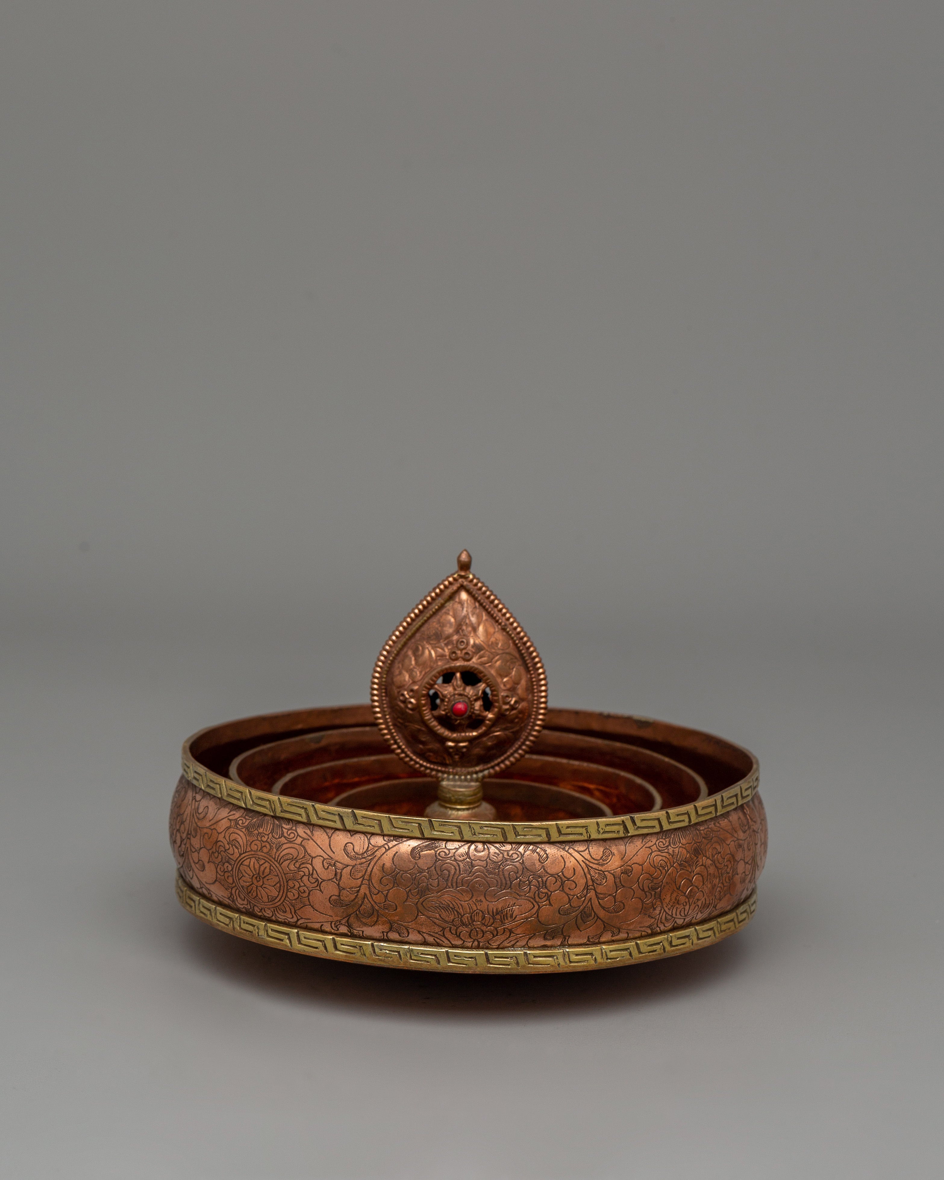 Tibetan Ritual Mandala Set for Dharma | Copper and Brass Offering Tool